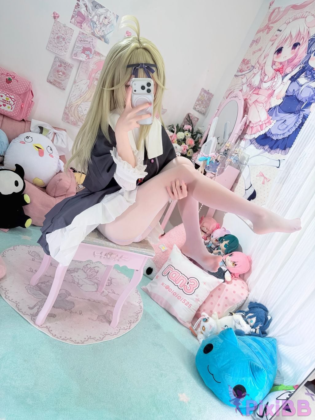 Cosplayer Somezo ran3 luluka White stockings and cool pajamas PixiBB.COM 029
