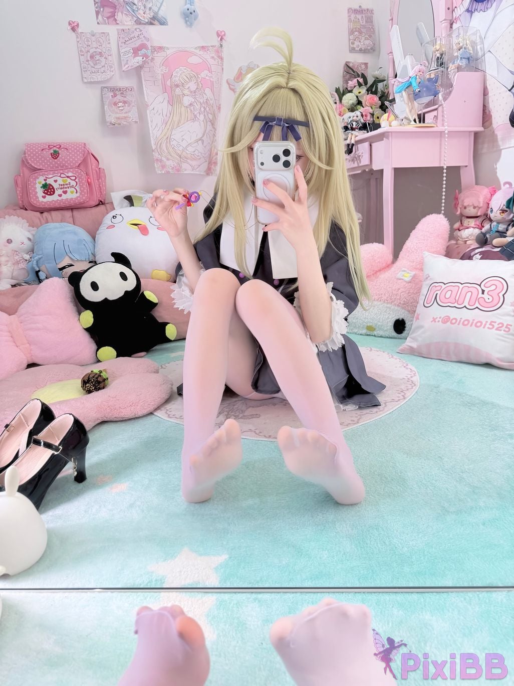 Cosplayer Somezo ran3 luluka White stockings and cool pajamas PixiBB.COM 035