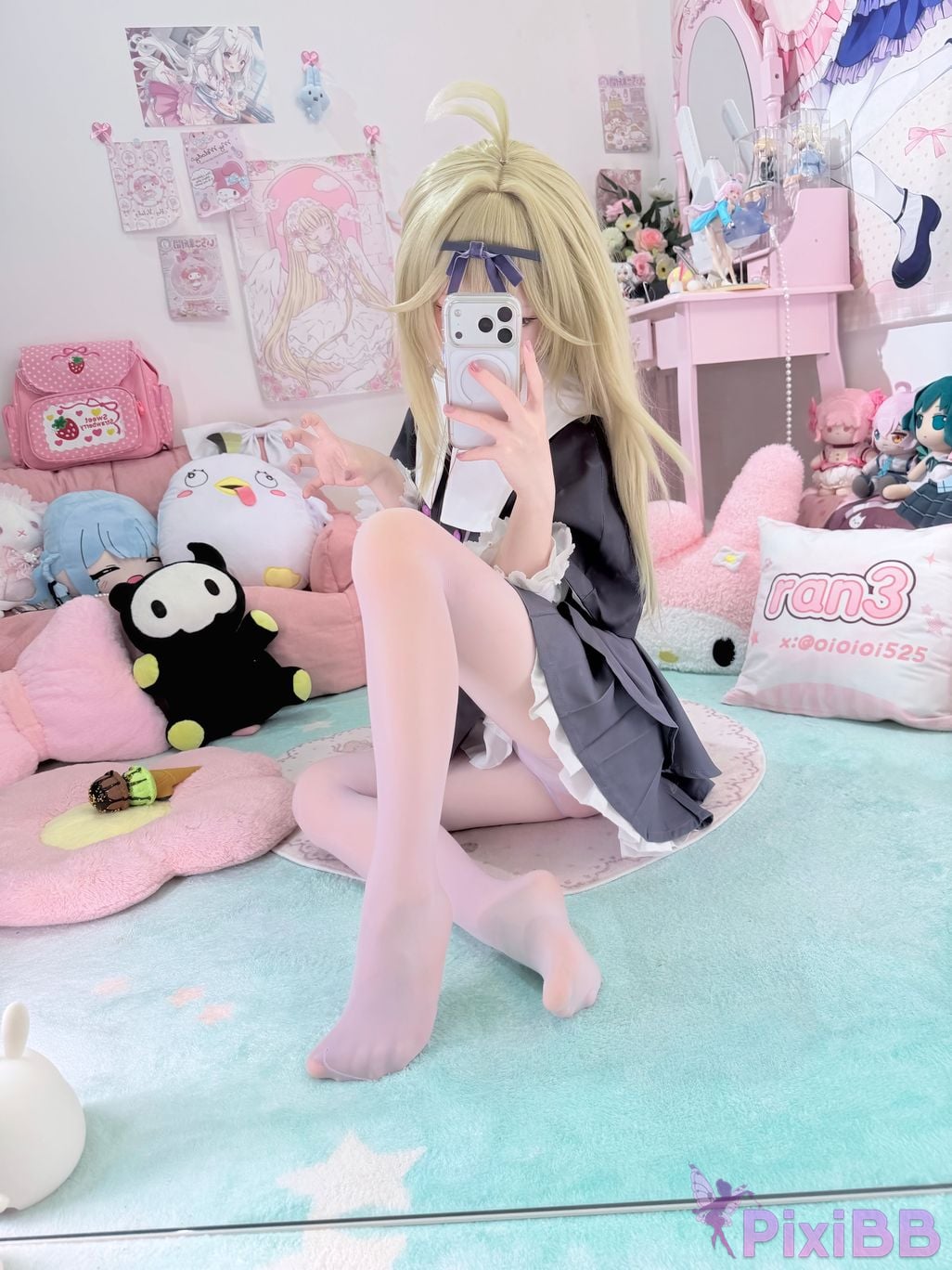 Cosplayer Somezo ran3 luluka White stockings and cool pajamas PixiBB.COM 045
