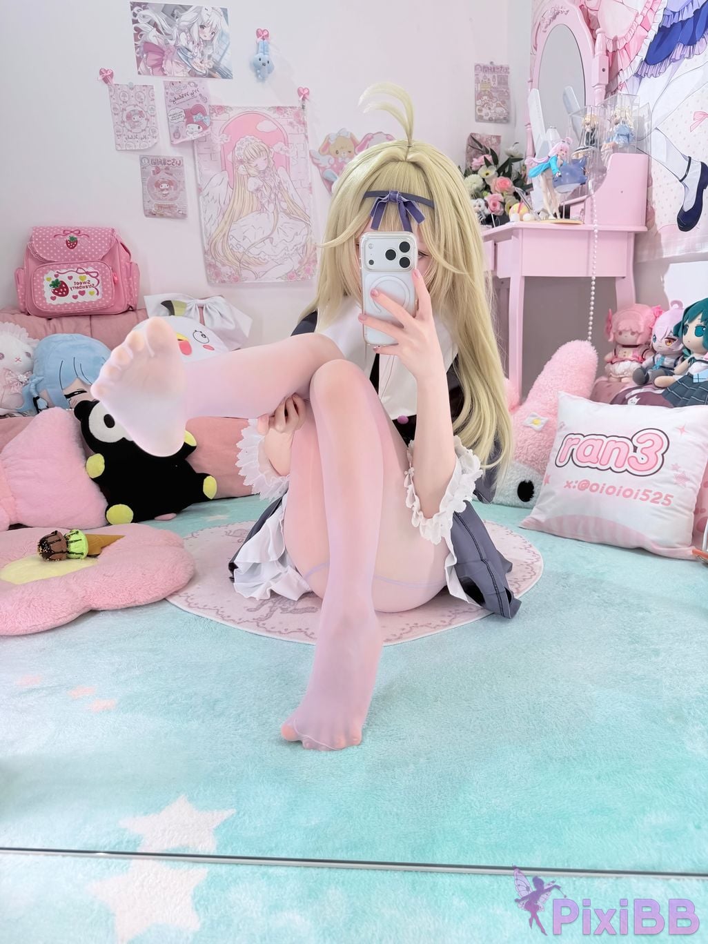 Cosplayer Somezo ran3 luluka White stockings and cool pajamas PixiBB.COM 050