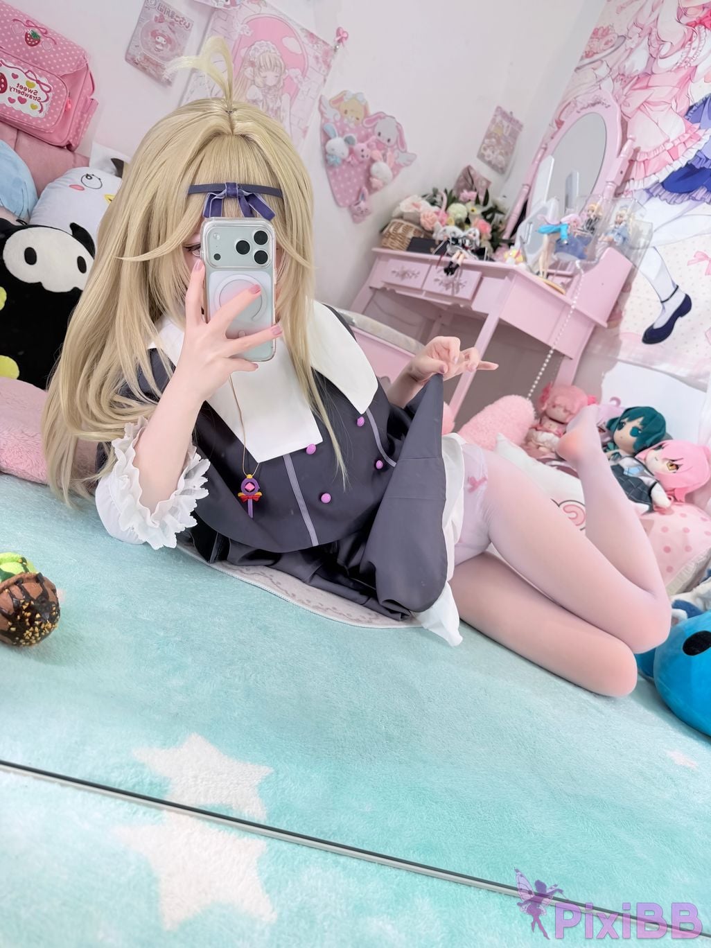 Cosplayer Somezo ran3 luluka White stockings and cool pajamas PixiBB.COM 059