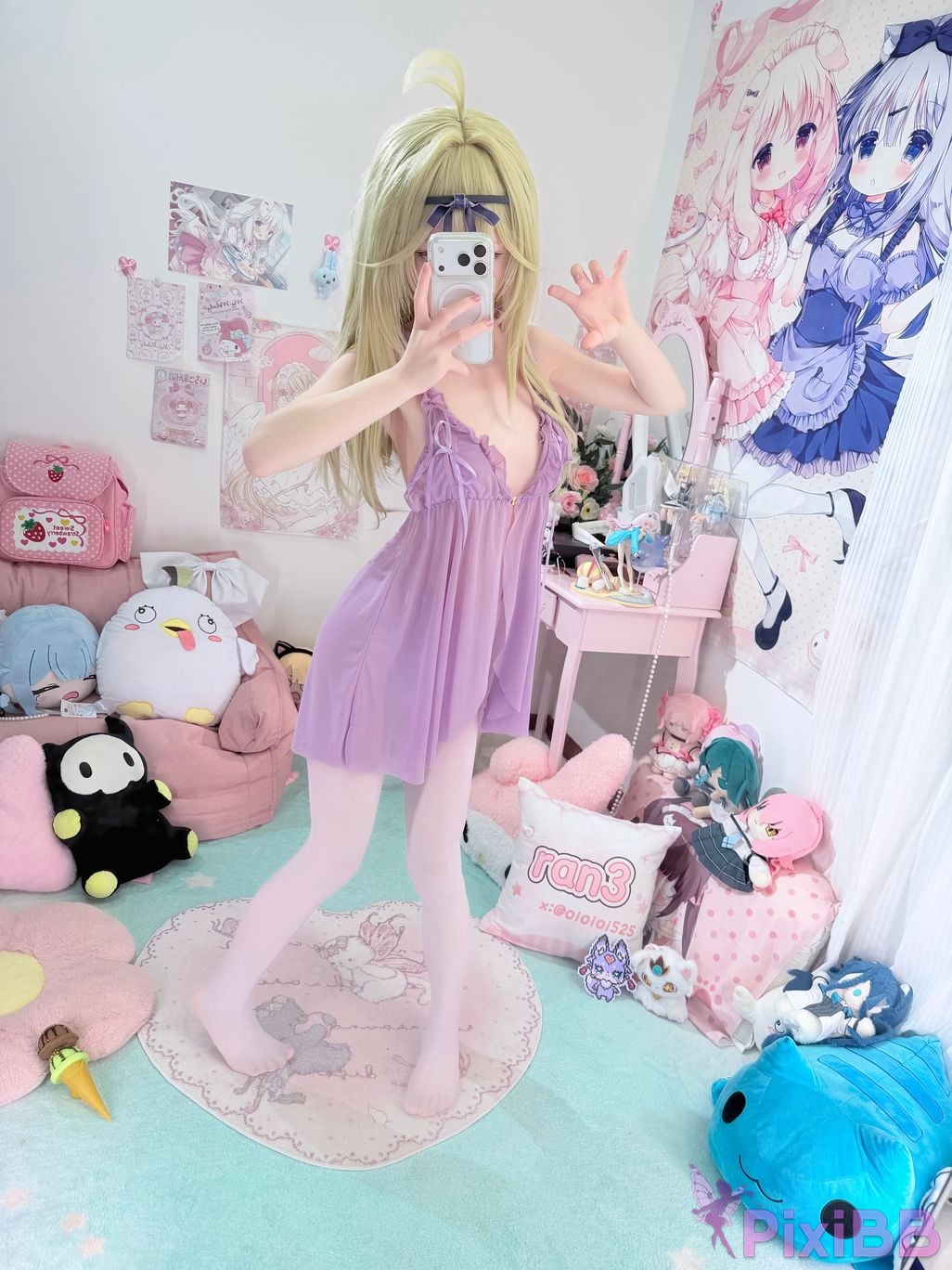 Cosplayer Somezo ran3 luluka White stockings and cool pajamas PixiBB.COM 079