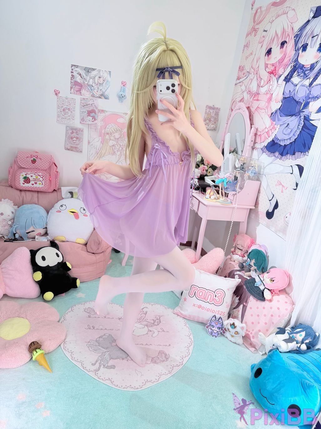 Cosplayer Somezo ran3 luluka White stockings and cool pajamas PixiBB.COM 080