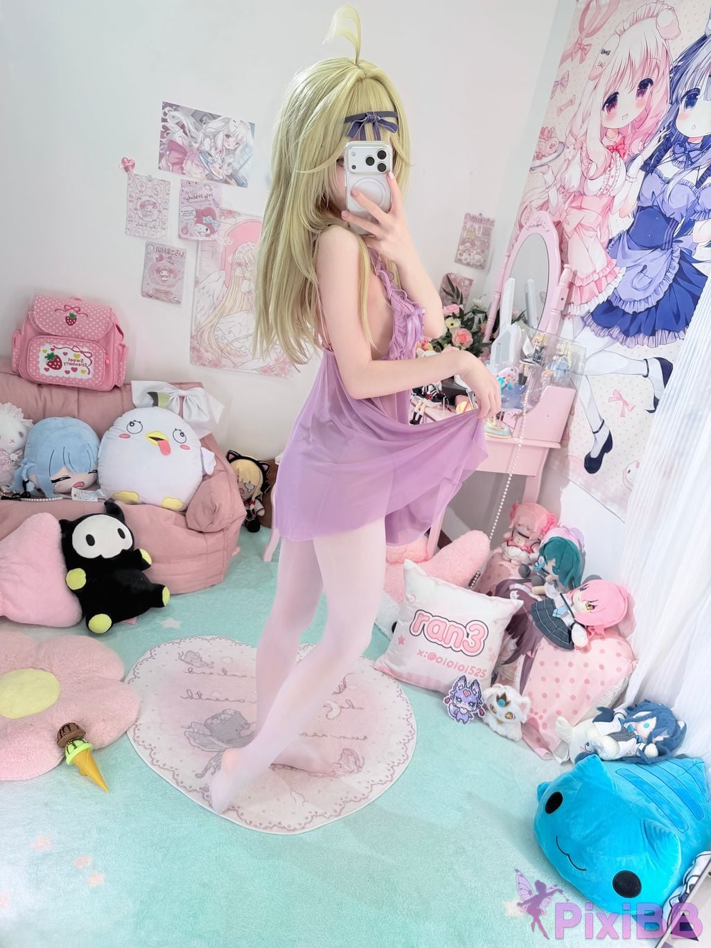 Cosplayer Somezo ran3 luluka White stockings and cool pajamas PixiBB.COM 081