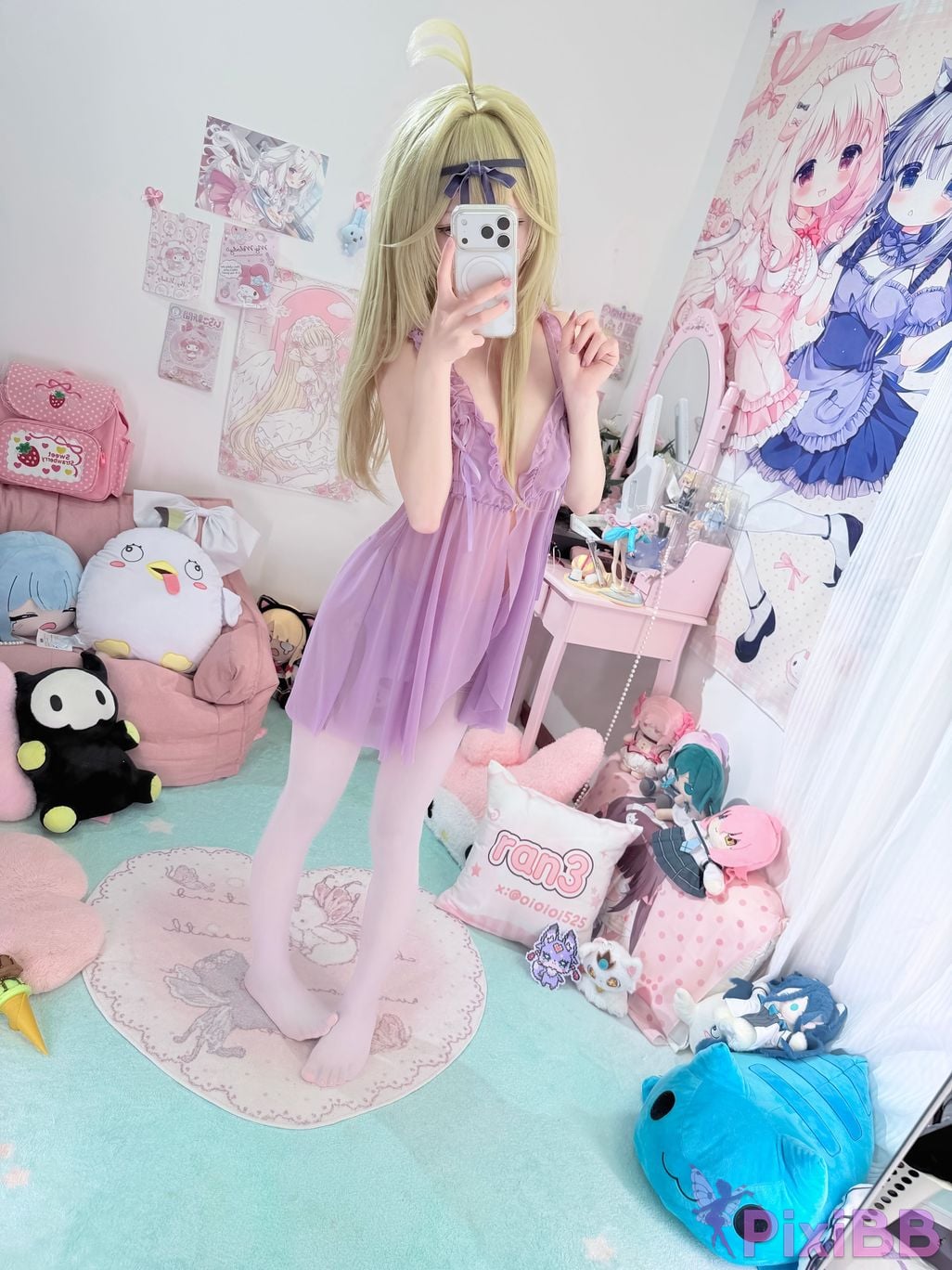 Cosplayer Somezo ran3 luluka White stockings and cool pajamas PixiBB.COM 082