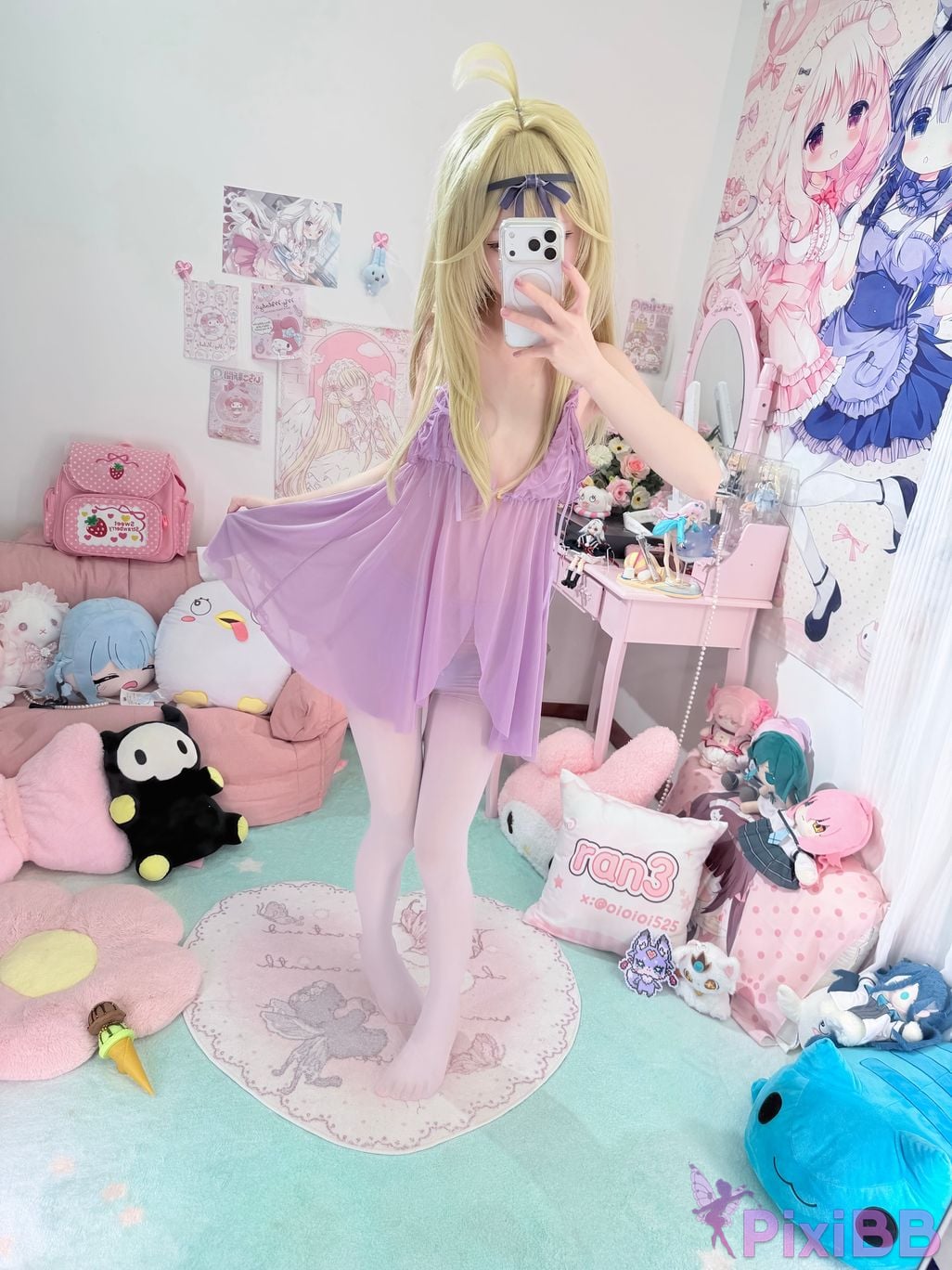 Cosplayer Somezo ran3 luluka White stockings and cool pajamas PixiBB.COM 084