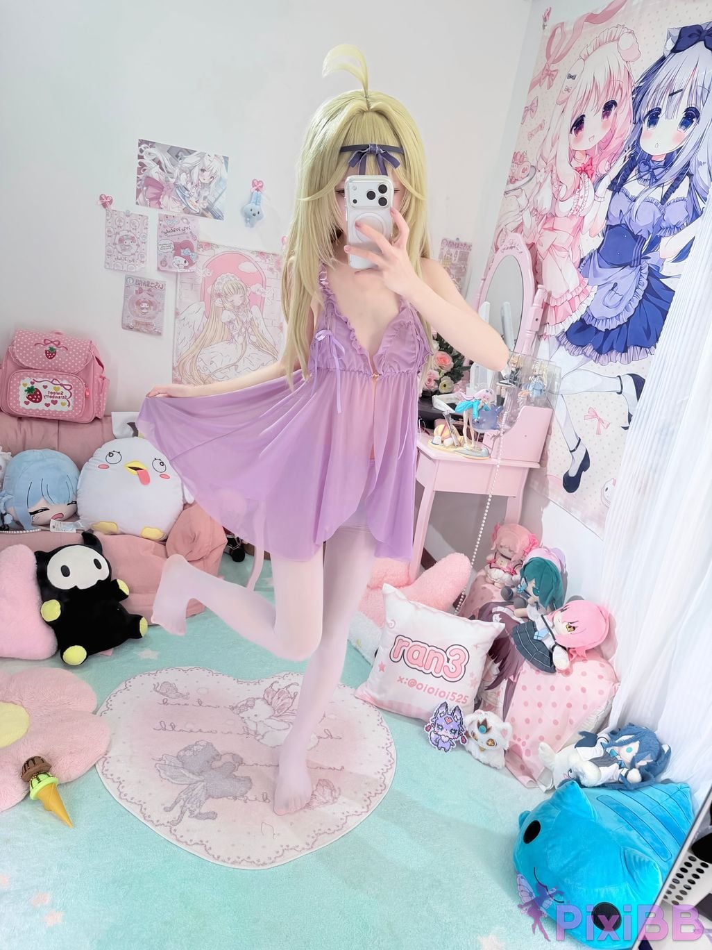 Cosplayer Somezo ran3 luluka White stockings and cool pajamas PixiBB.COM 085