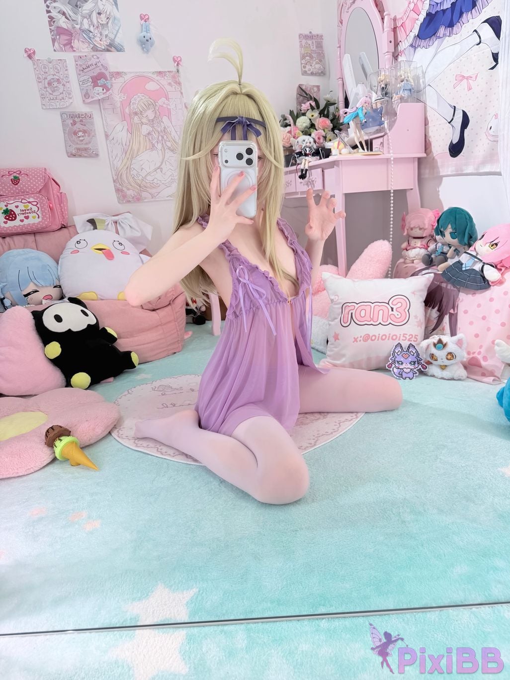 Cosplayer Somezo ran3 luluka White stockings and cool pajamas PixiBB.COM 086
