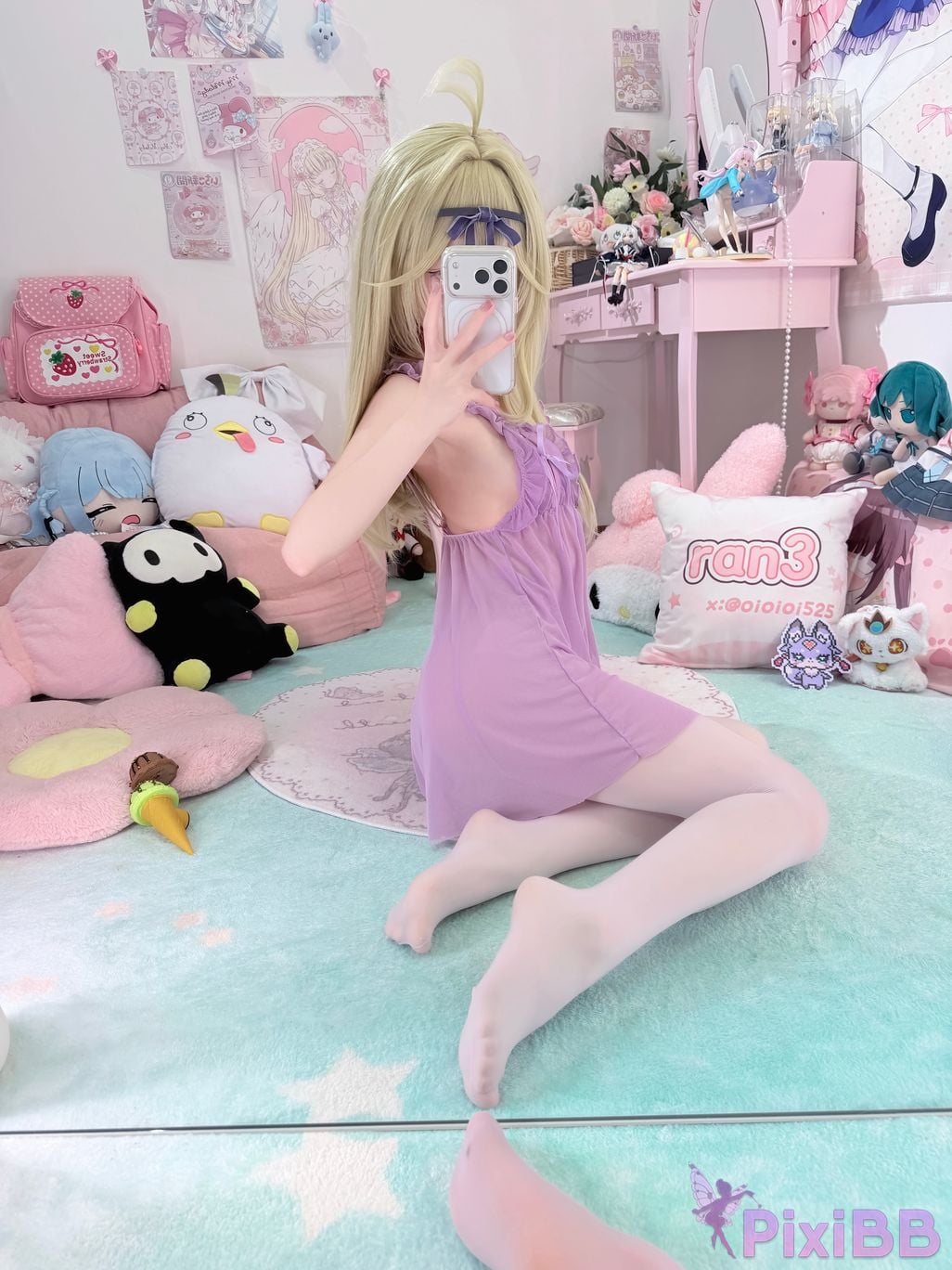 Cosplayer Somezo ran3 luluka White stockings and cool pajamas PixiBB.COM 091