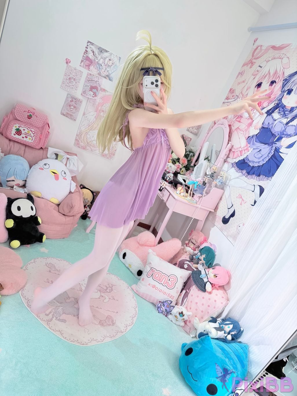Cosplayer Somezo ran3 luluka White stockings and cool pajamas PixiBB.COM 101