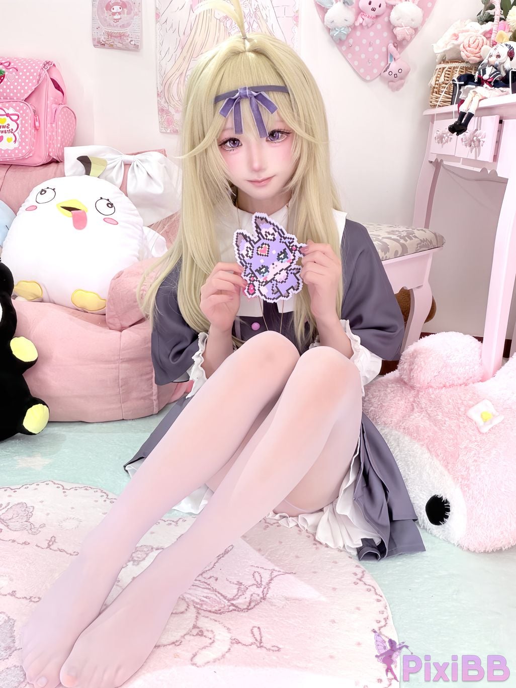 Cosplayer Somezo ran3 luluka White stockings and cool pajamas PixiBB.COM 102