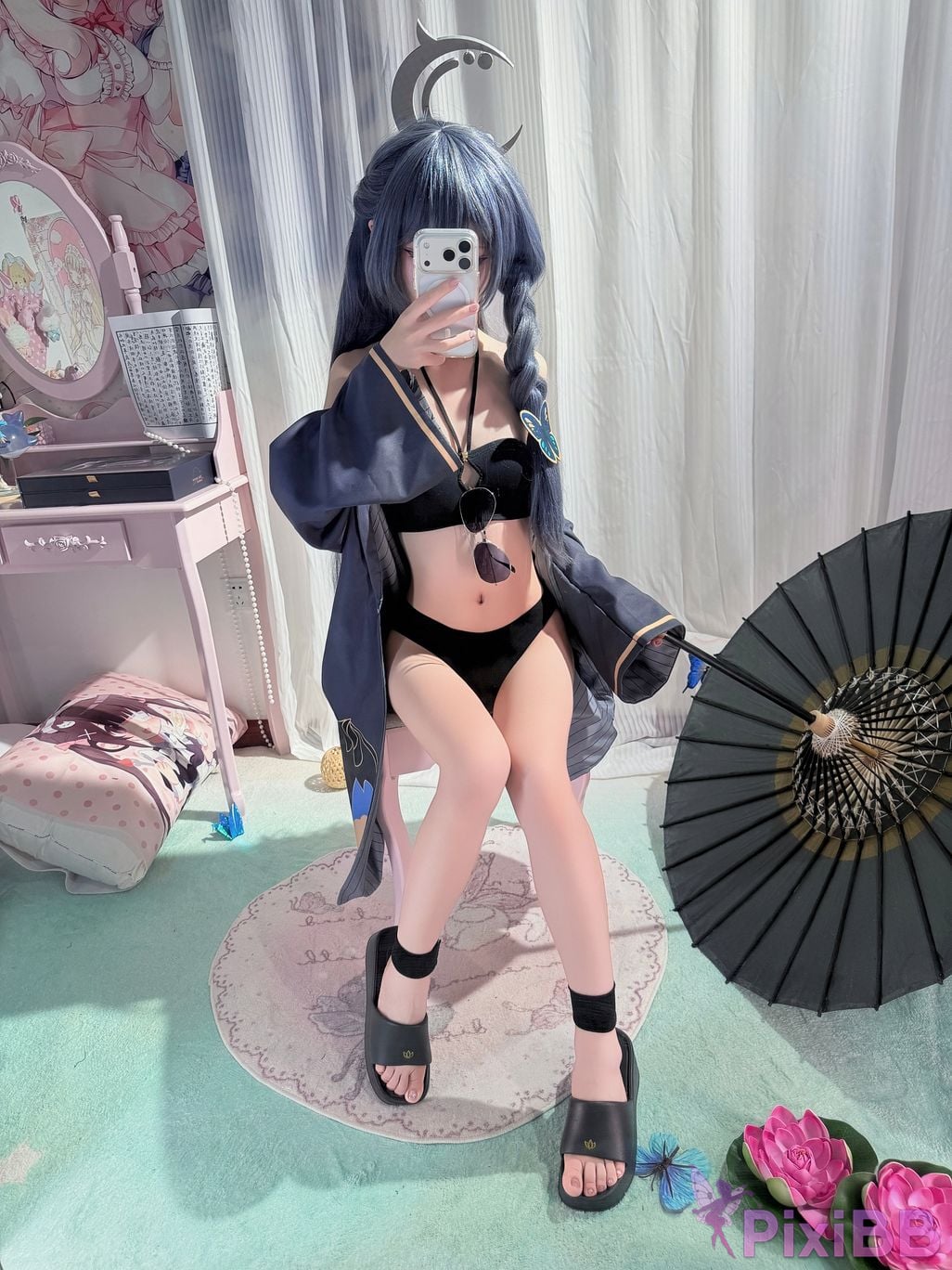 Cosplayer Somezo ran3 Blue Archive Feisaki swimsuit PixiBB.COM 009