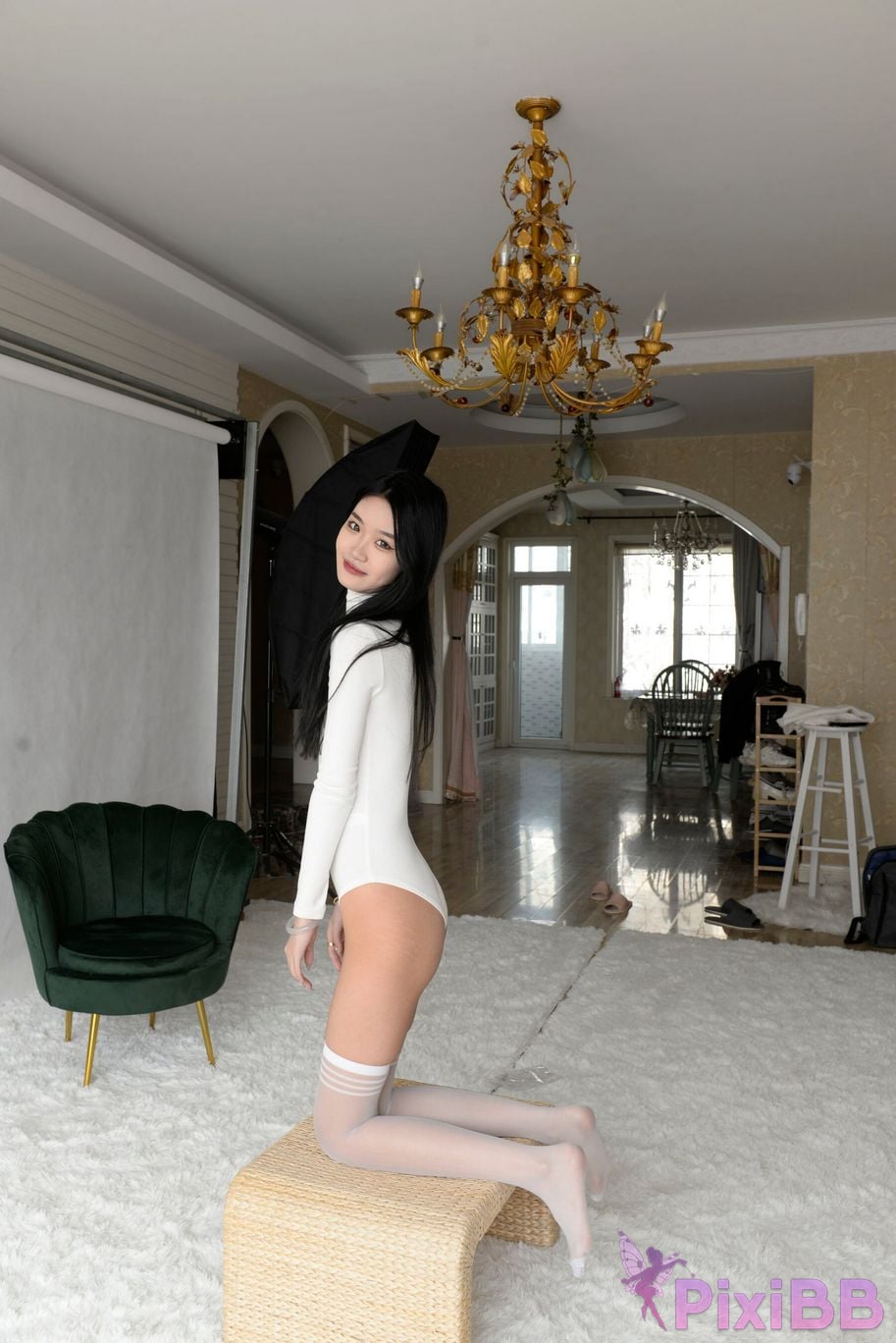 Private Photoshoot Xiaoya kemi R18 OK X model White stockings with long legs and beautiful pussy Full scale shooting PixiBB.COM 125