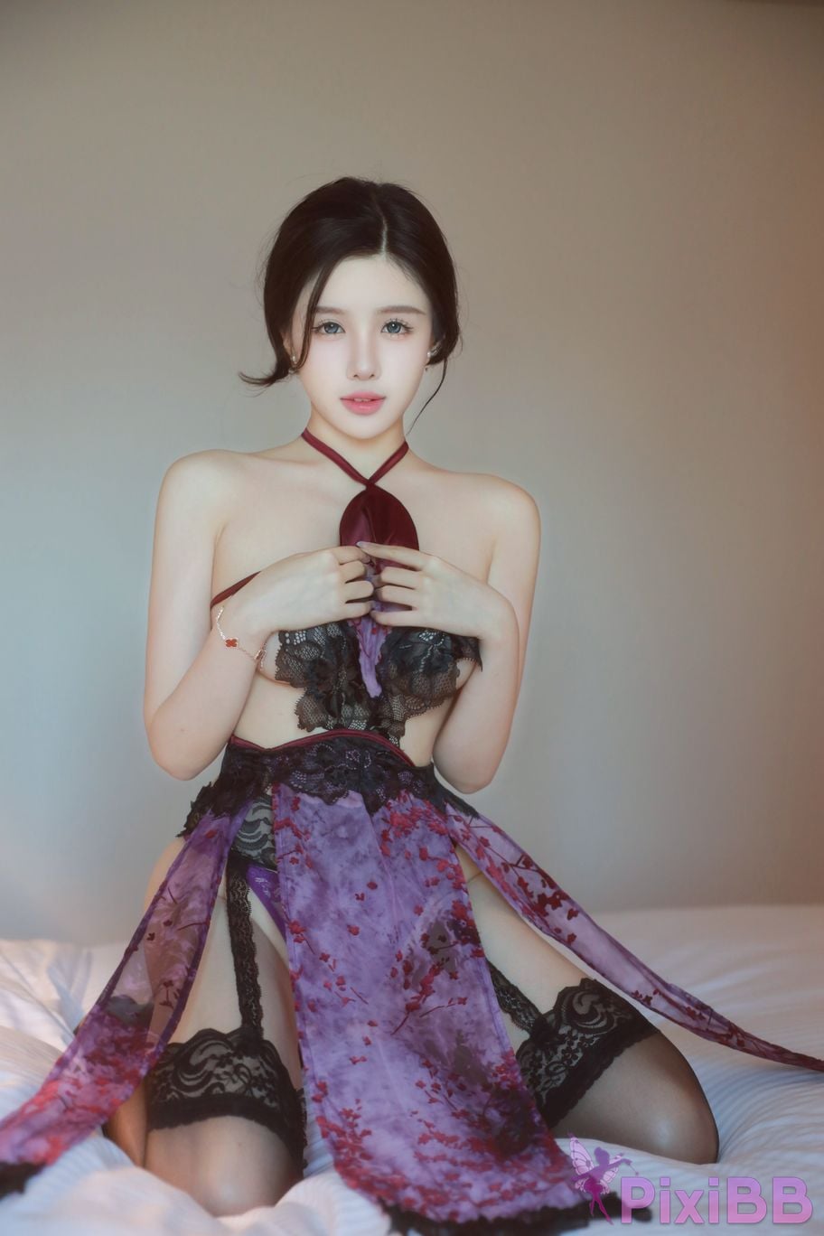 No watermark for in app purchases Tang Pianpian Purple sexy lingerie PixiBB.COM 010