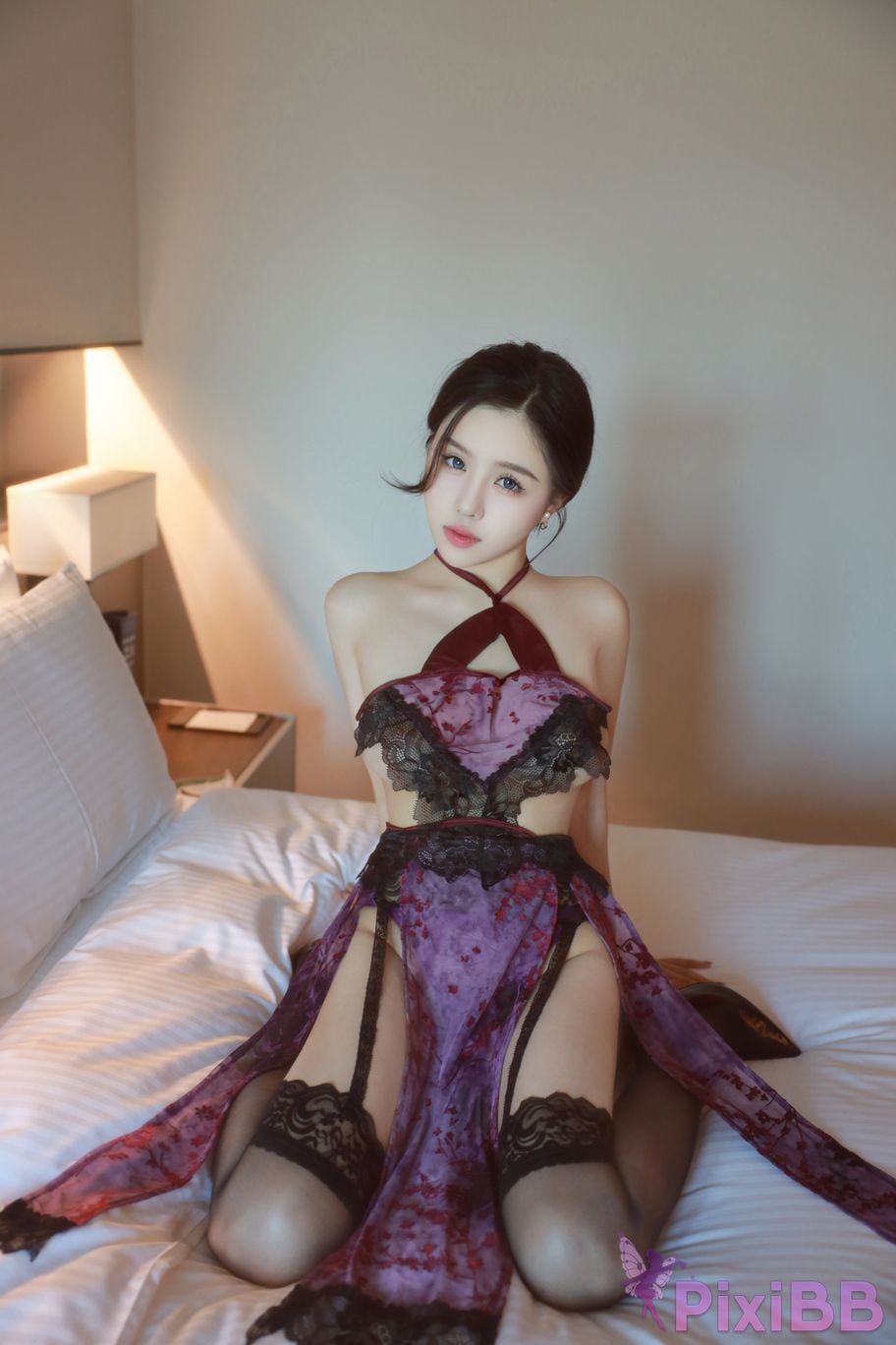 No watermark for in app purchases Tang Pianpian Purple sexy lingerie PixiBB.COM 012