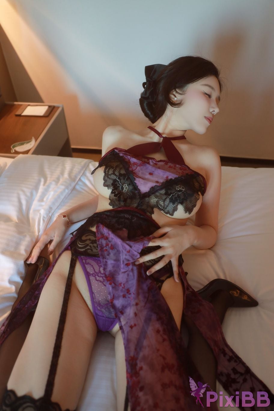 No watermark for in app purchases Tang Pianpian Purple sexy lingerie PixiBB.COM 020