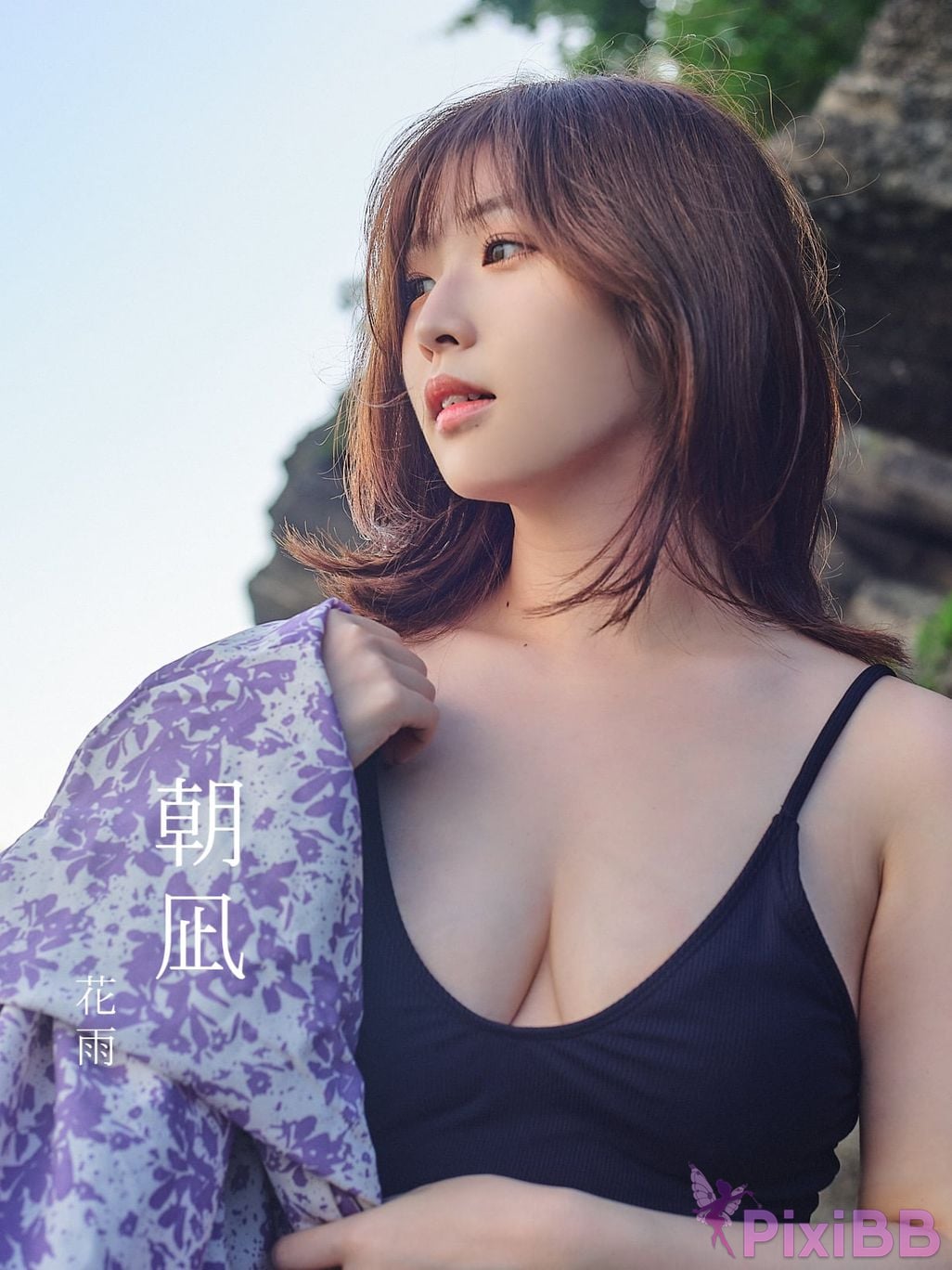 Japanese Idol Kasame Flower rain cape photo collection morning calm PixiBB.COM 001