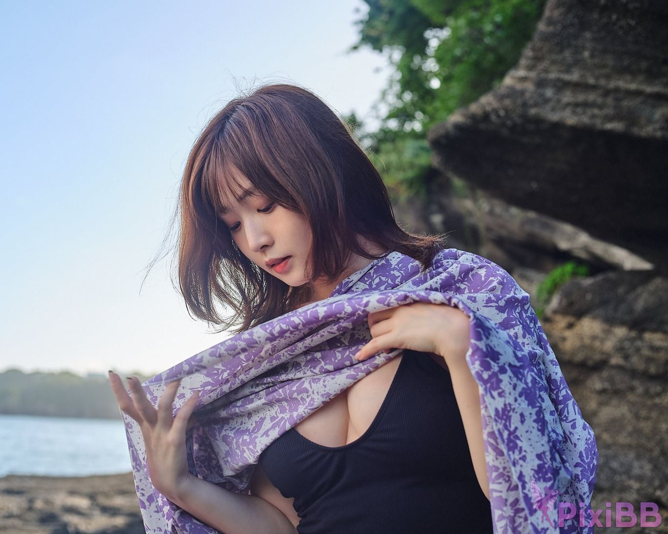 Japanese Idol Kasame Flower rain cape photo collection morning calm PixiBB.COM 011