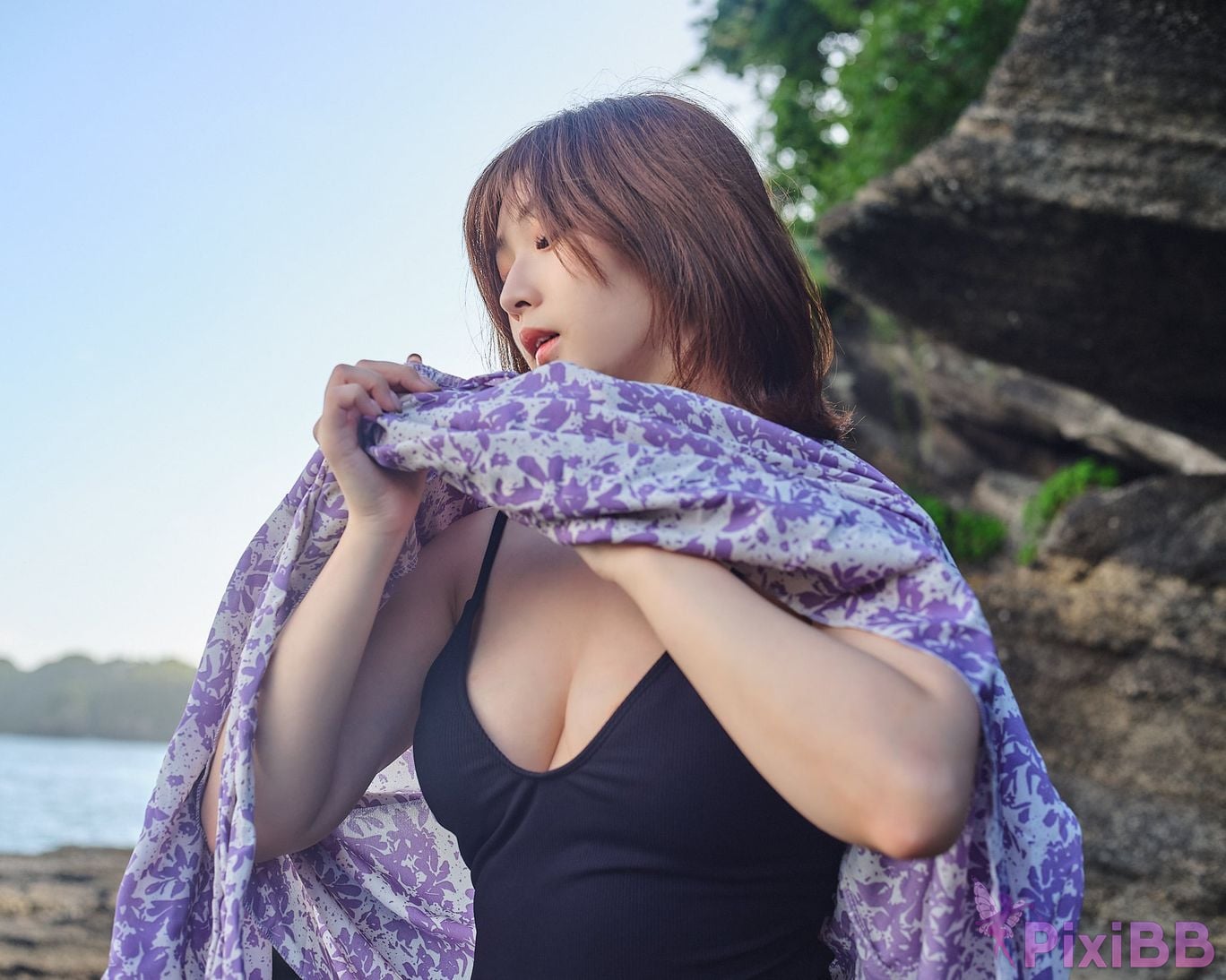 Japanese Idol Kasame Flower rain cape photo collection morning calm PixiBB.COM 013
