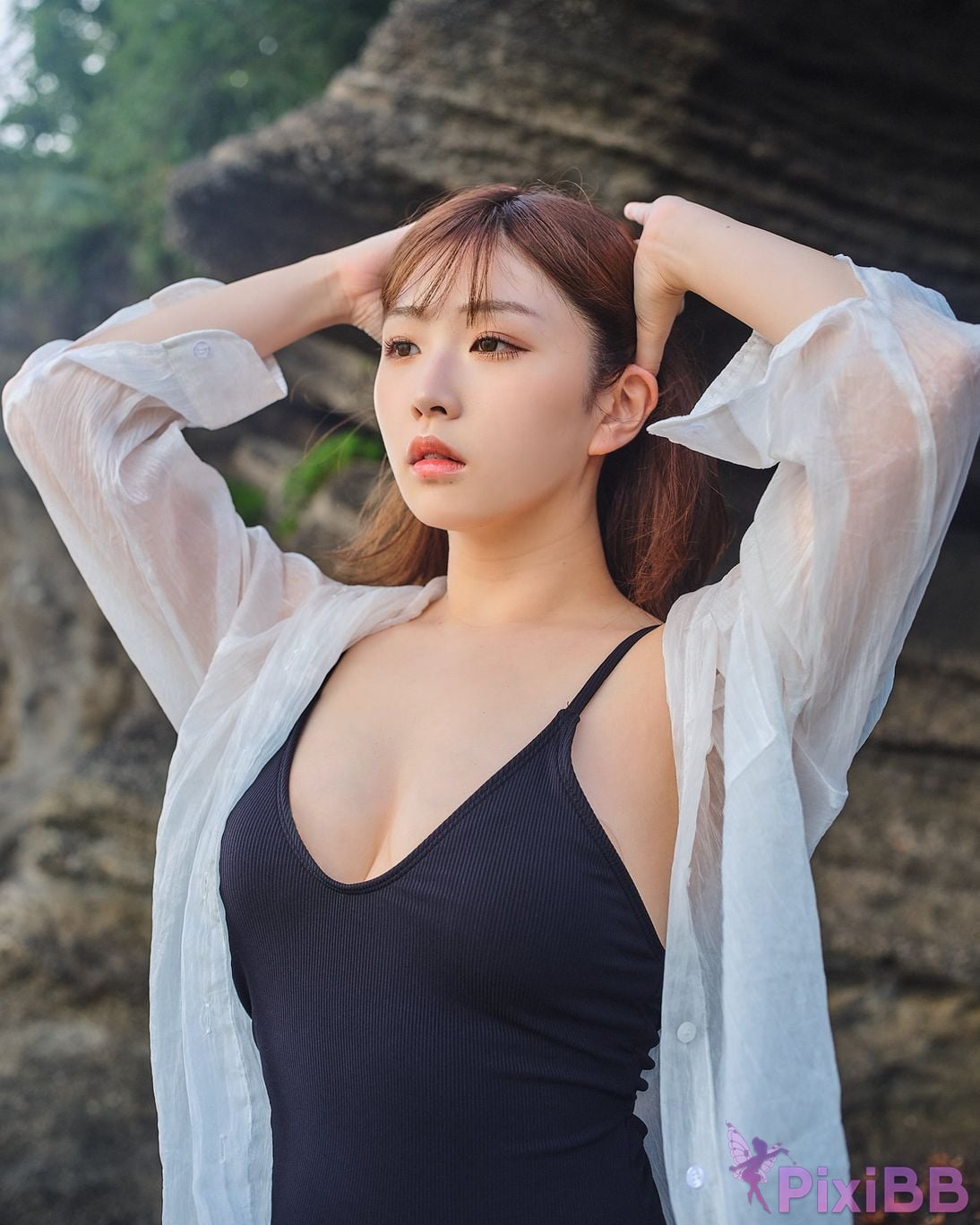 Japanese Idol Kasame Flower rain cape photo collection morning calm PixiBB.COM 019