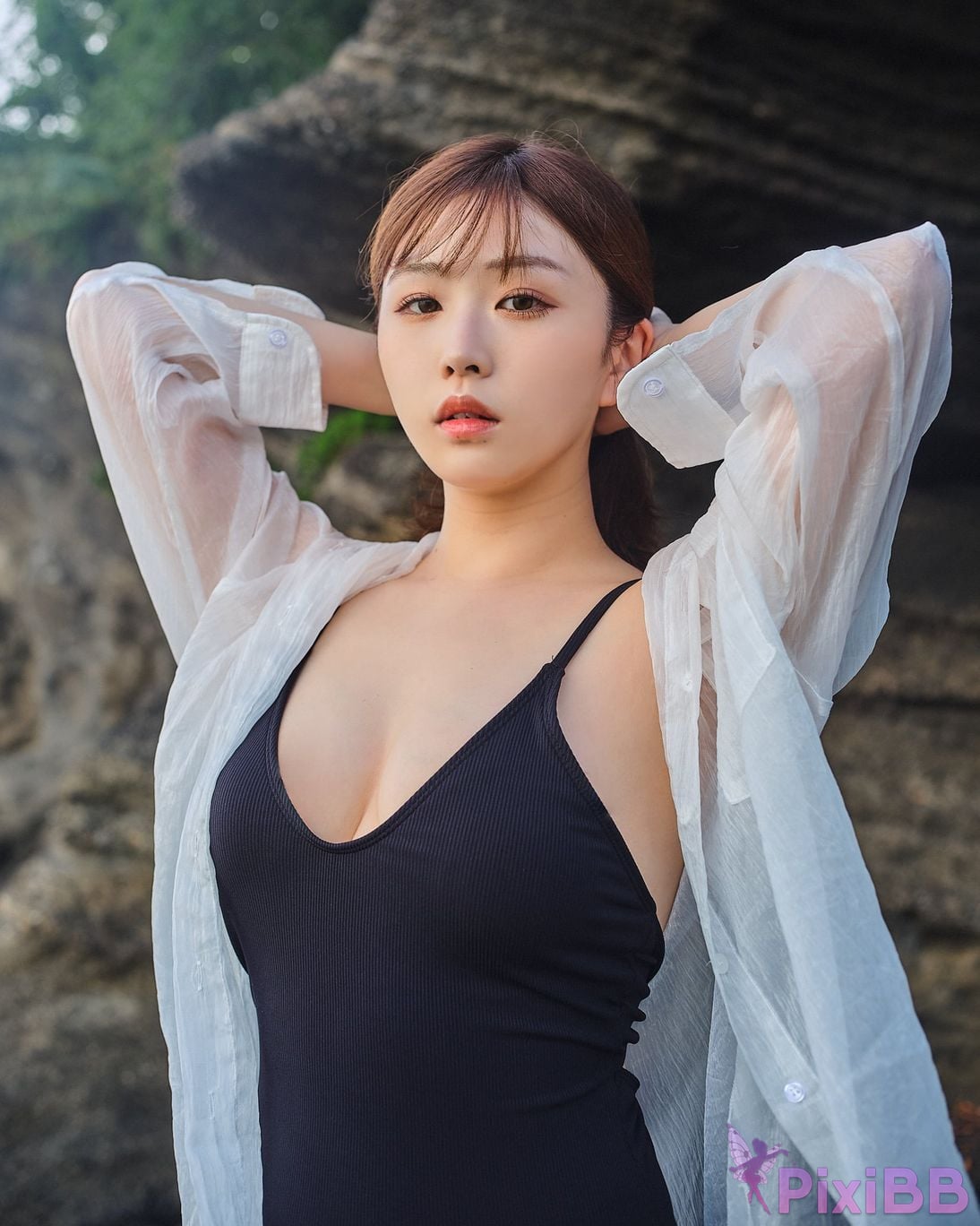 Japanese Idol Kasame Flower rain cape photo collection morning calm PixiBB.COM 020