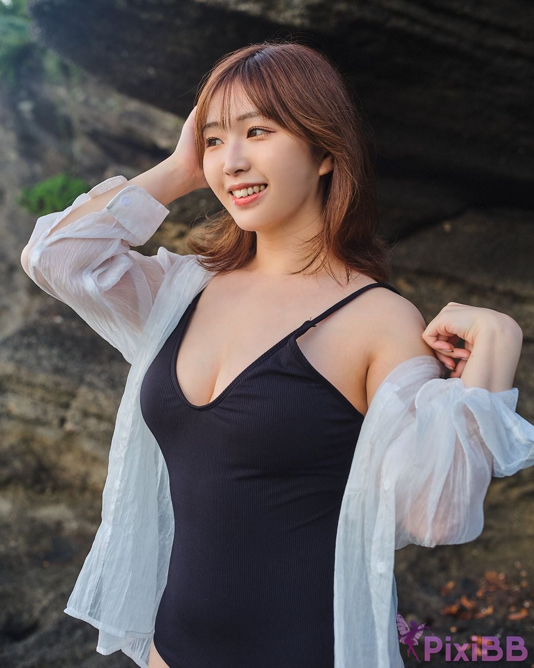 Japanese Idol Kasame Flower rain cape photo collection morning calm PixiBB.COM 024