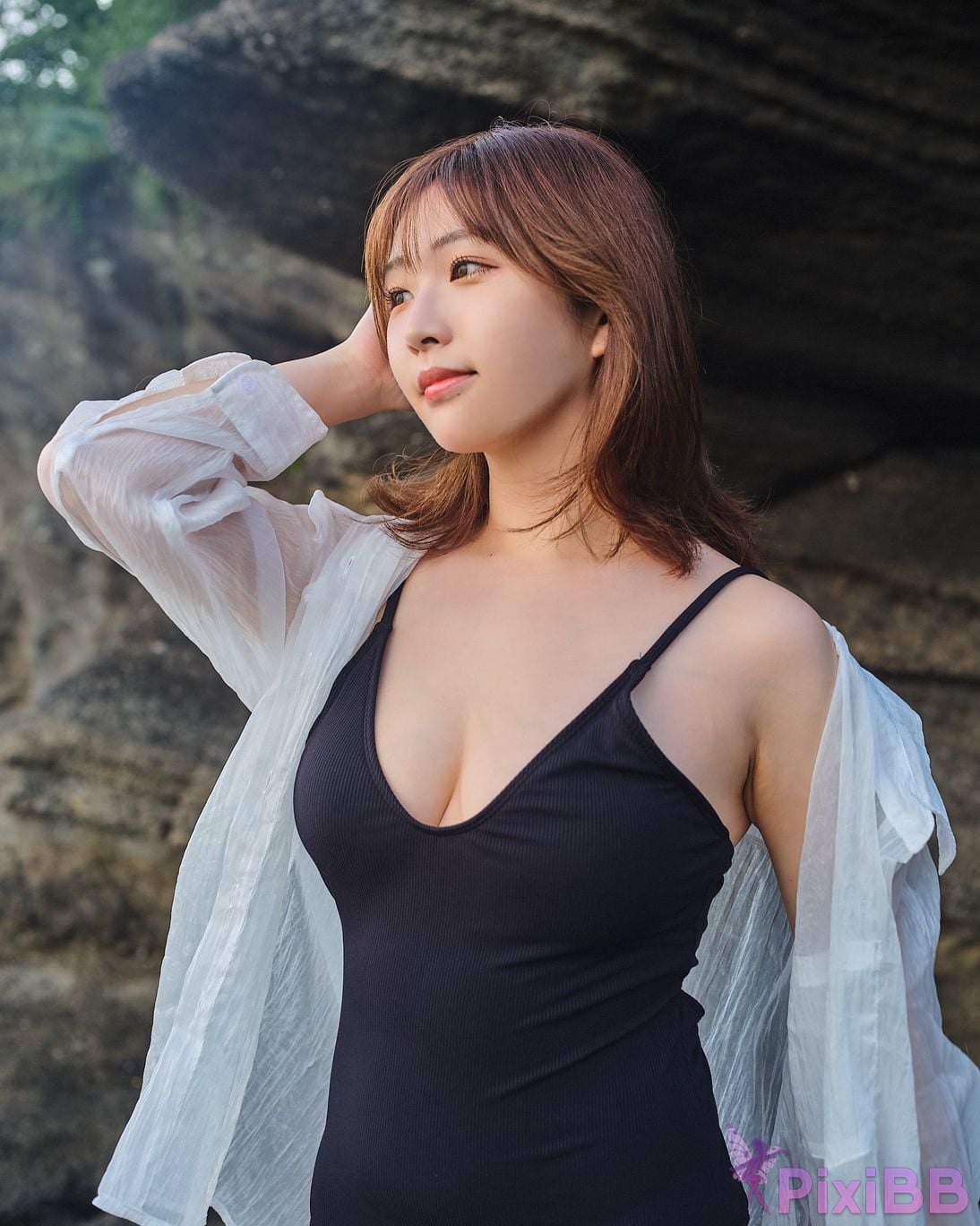 Japanese Idol Kasame Flower rain cape photo collection morning calm PixiBB.COM 025