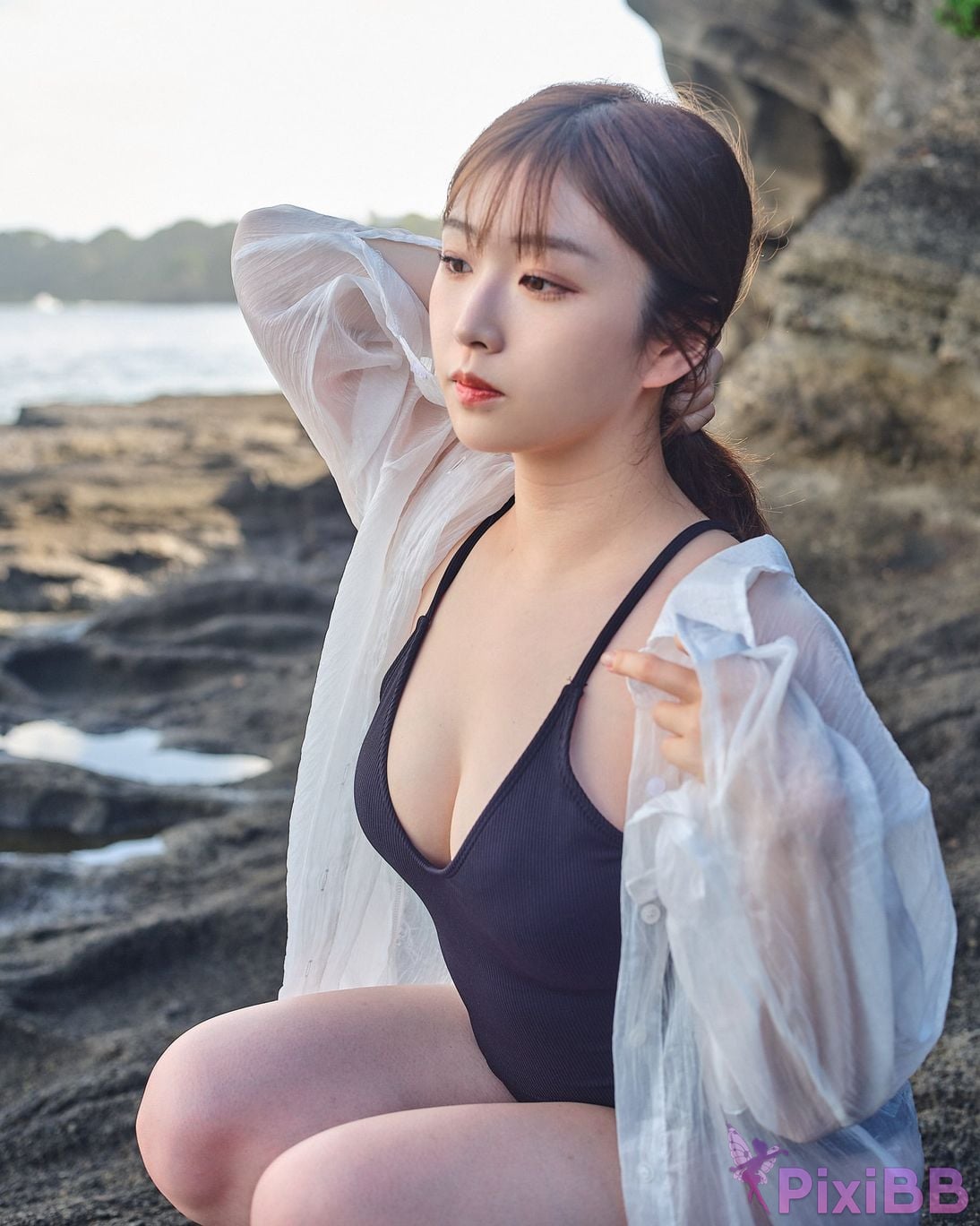 Japanese Idol Kasame Flower rain cape photo collection morning calm PixiBB.COM 033