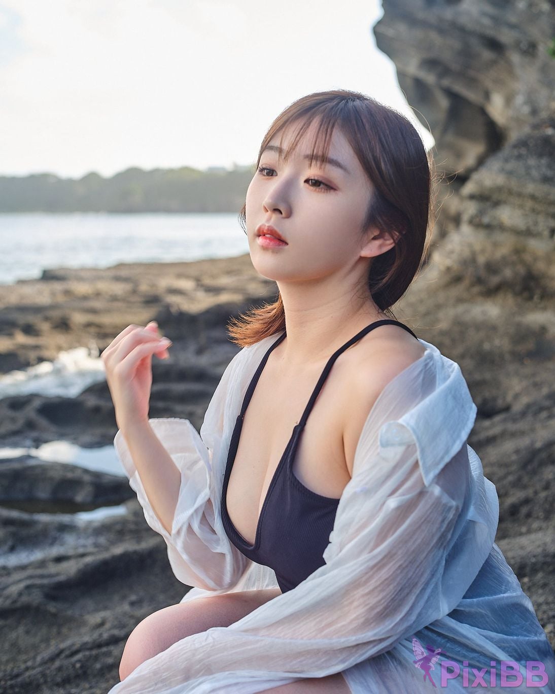 Japanese Idol Kasame Flower rain cape photo collection morning calm PixiBB.COM 034