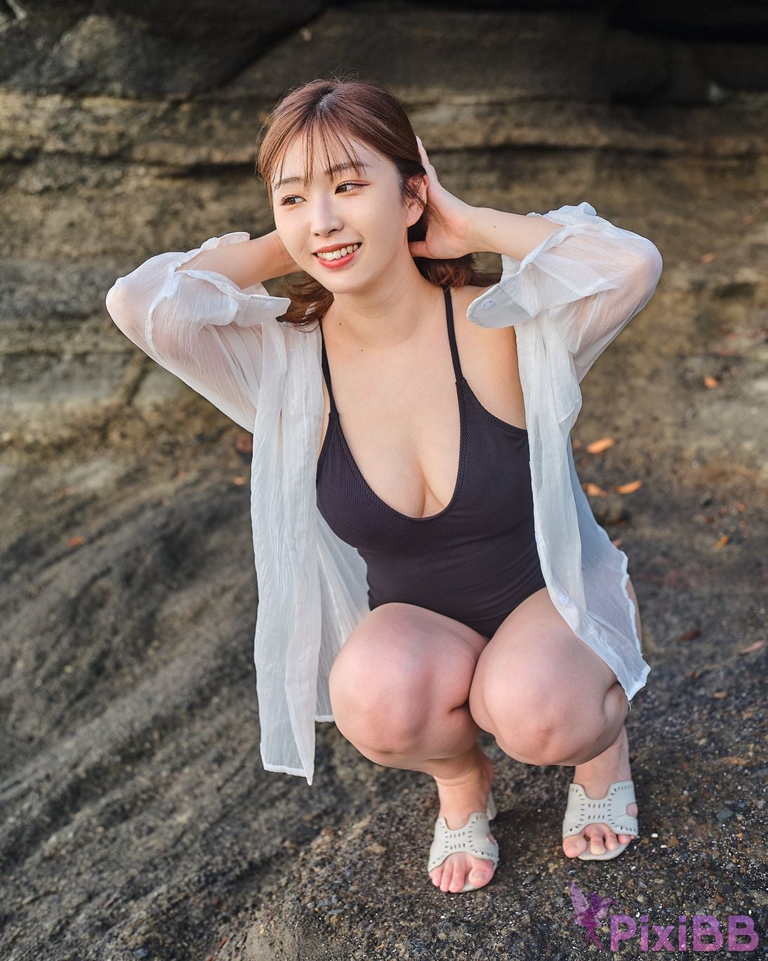 Japanese Idol Kasame Flower rain cape photo collection morning calm PixiBB.COM 037