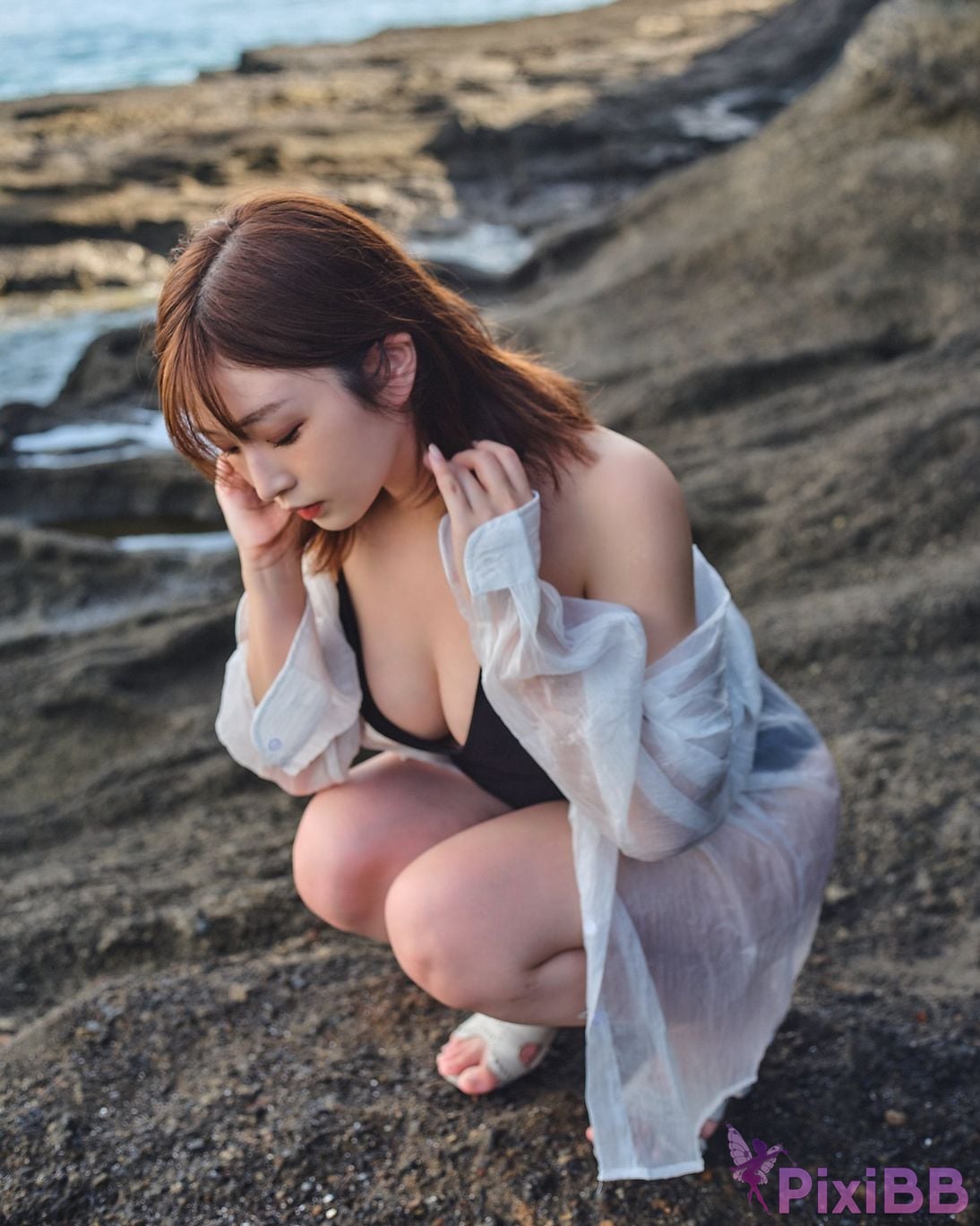 Japanese Idol Kasame Flower rain cape photo collection morning calm PixiBB.COM 038