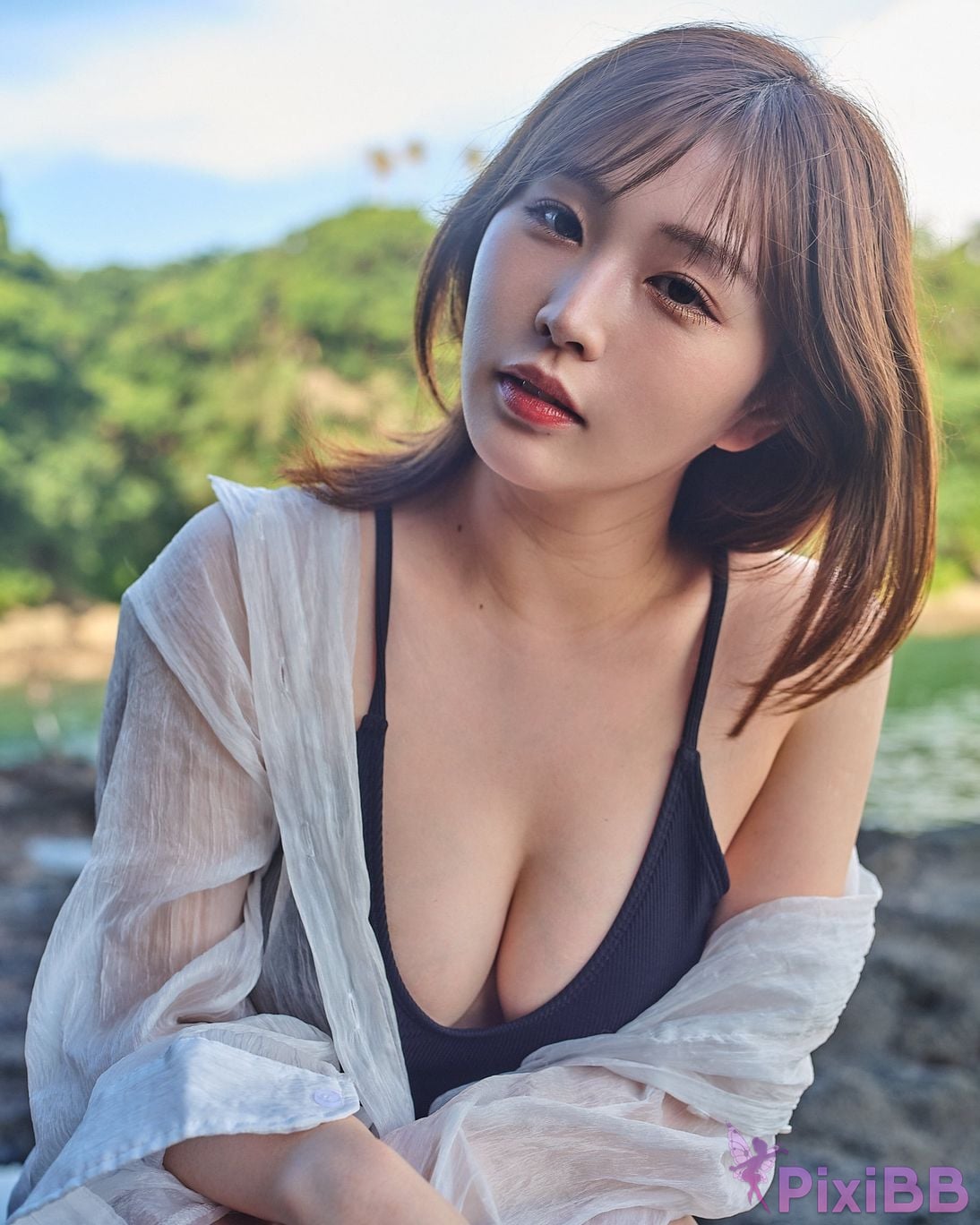 Japanese Idol Kasame Flower rain cape photo collection morning calm PixiBB.COM 039