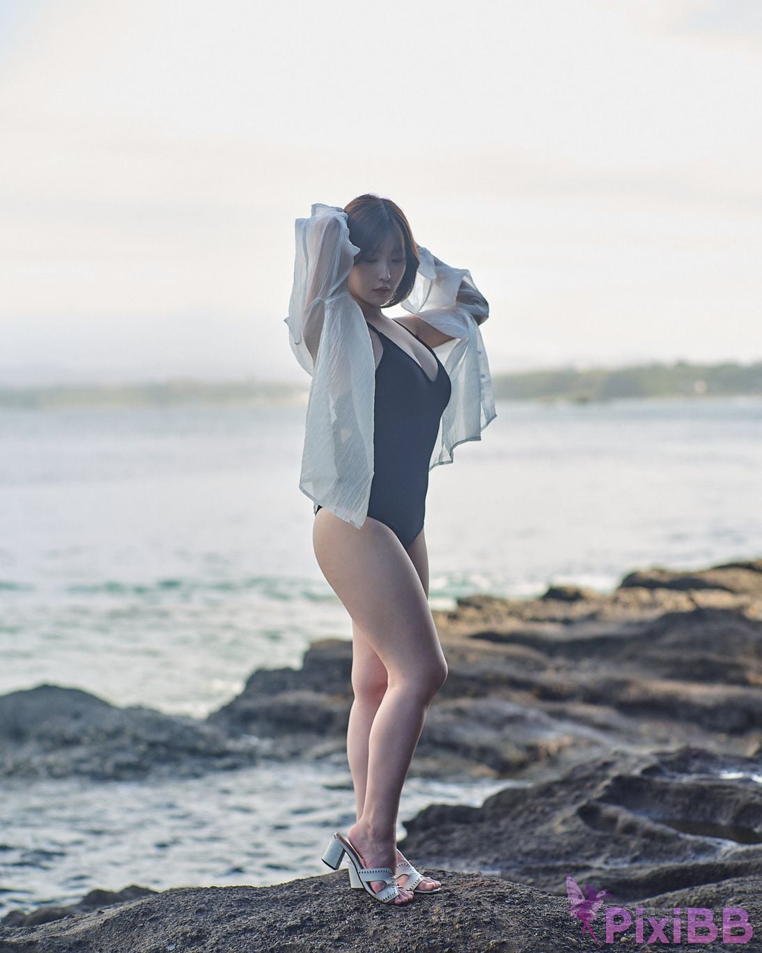 Japanese Idol Kasame Flower rain cape photo collection morning calm PixiBB.COM 045