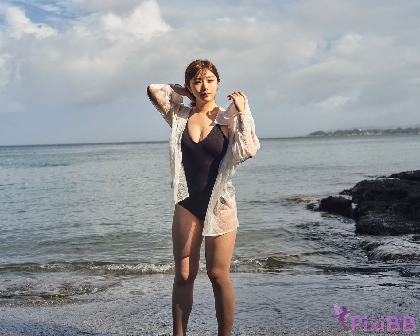 Japanese Idol Kasame Flower rain cape photo collection morning calm PixiBB.COM 059