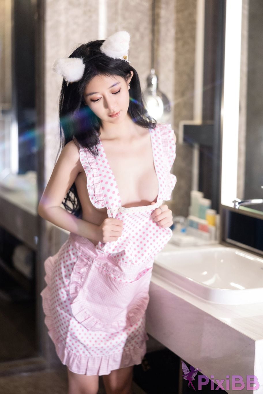 No watermark for in app purchases Xie Xiaoan young pink nude apron nipple pasties PixiBB.COM 013.JPG
