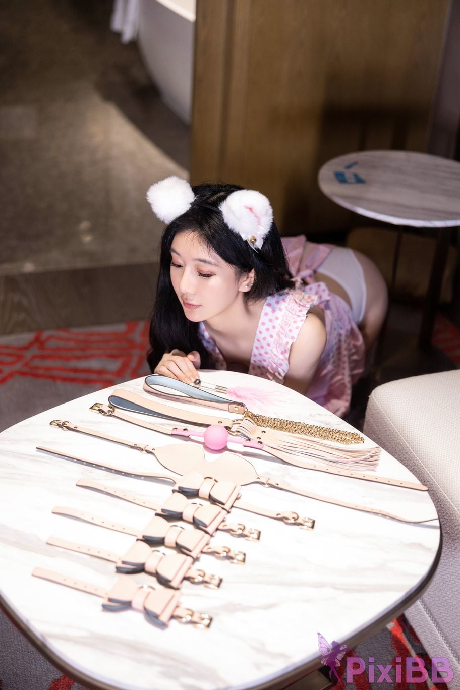 No watermark for in app purchases Xie Xiaoan young pink nude apron nipple pasties PixiBB.COM 016.JPG