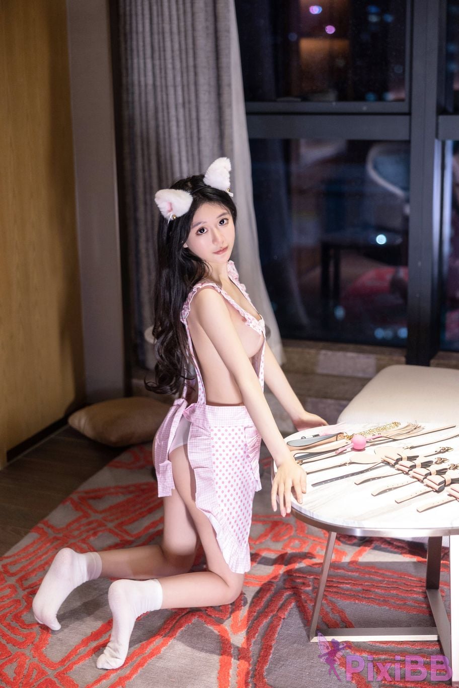 No watermark for in app purchases Xie Xiaoan young pink nude apron nipple pasties PixiBB.COM 020.JPG