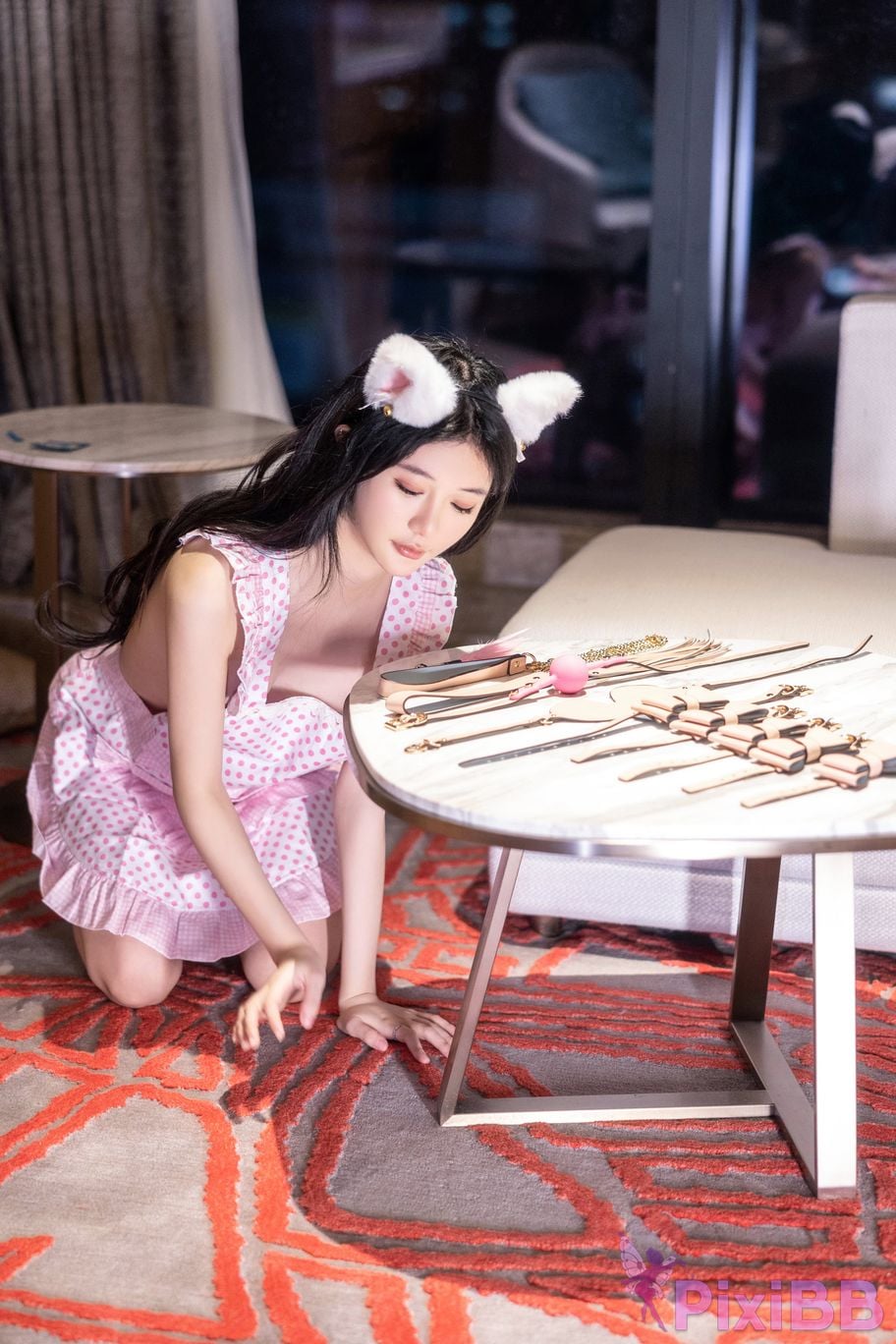 No watermark for in app purchases Xie Xiaoan young pink nude apron nipple pasties PixiBB.COM 021.JPG