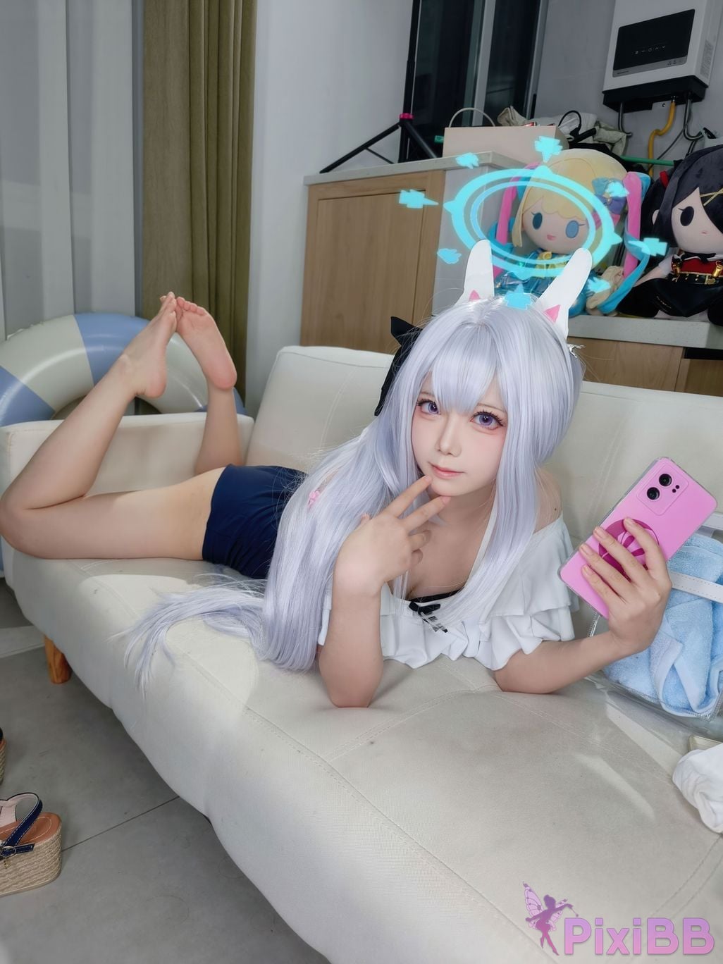Cosplayer Son miko Blue Archive Yuexue Gongzi swimsuit PixiBB.COM 064