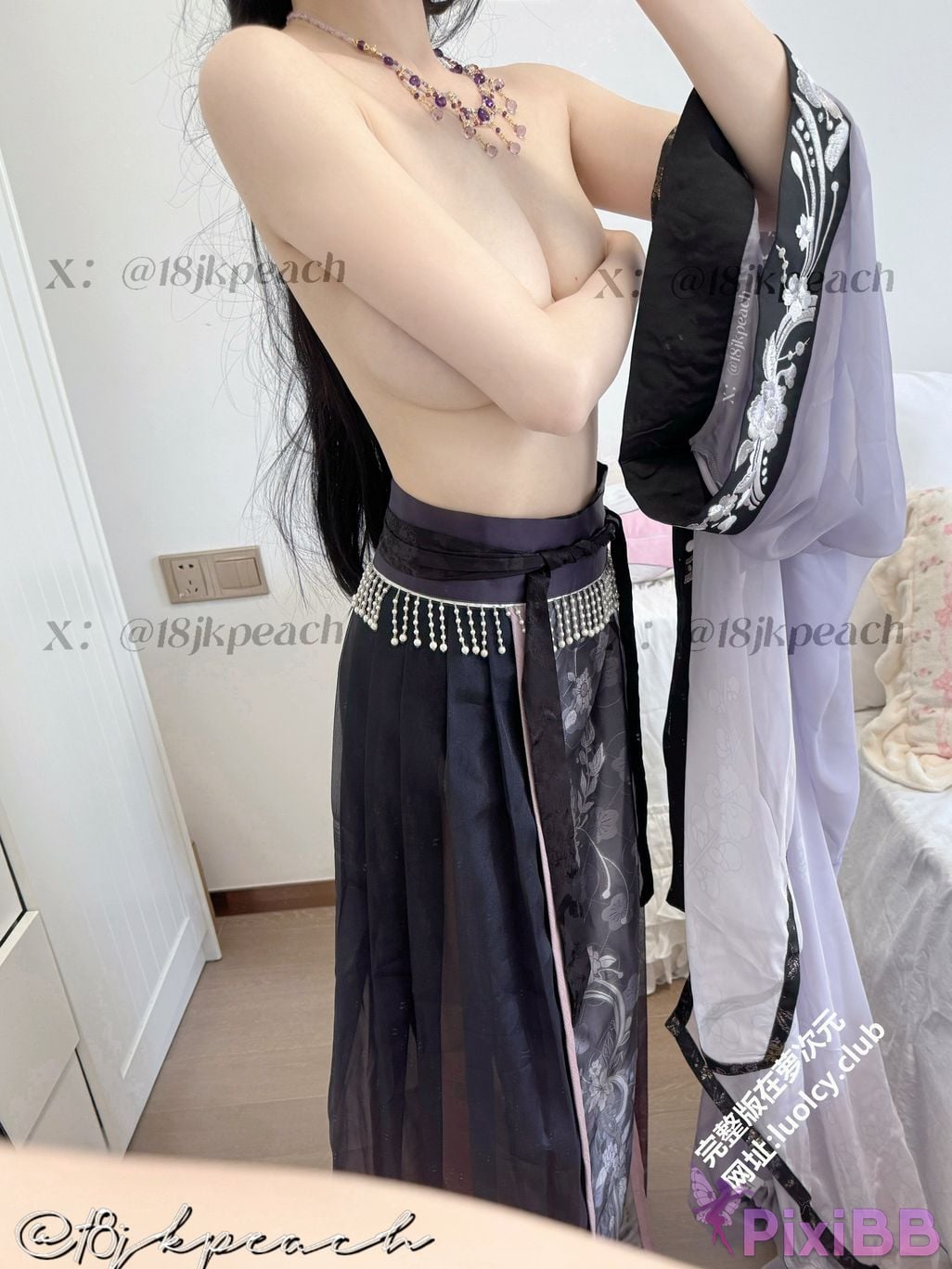 OtherXXX 18jkpeach Fairy peach a sweet cinderella Sexy black silk one piece PixiBB.COM 040