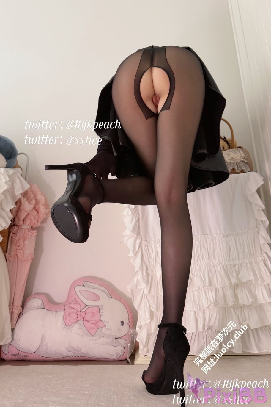 OtherXXX 18jkpeach Fairy peach a sweet cinderella Sexy black silk one piece PixiBB.COM 142