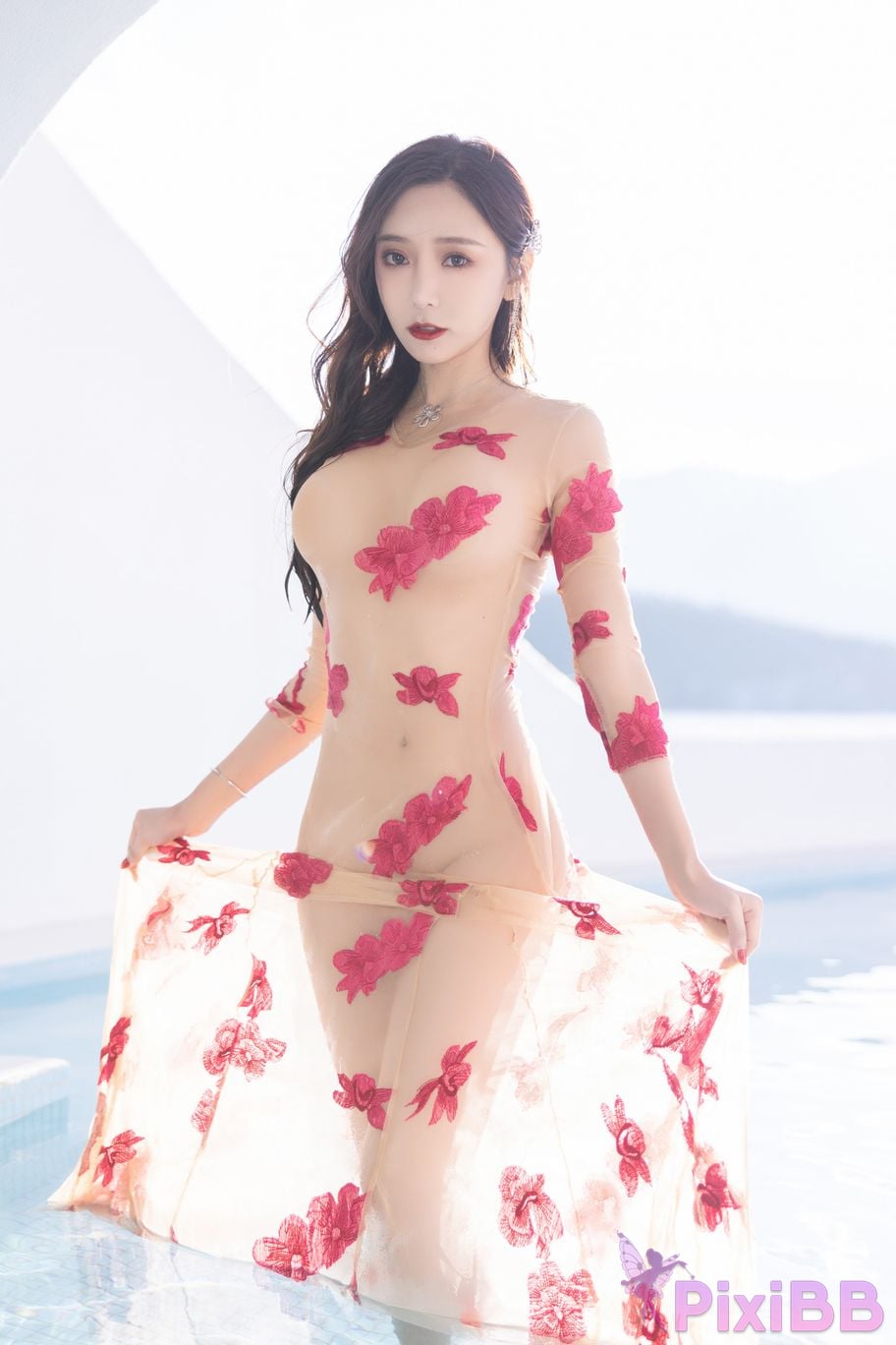 No watermark for in app purchases Wang Xinyao yanni XIUREN model perspective big red flower PixiBB.COM 046