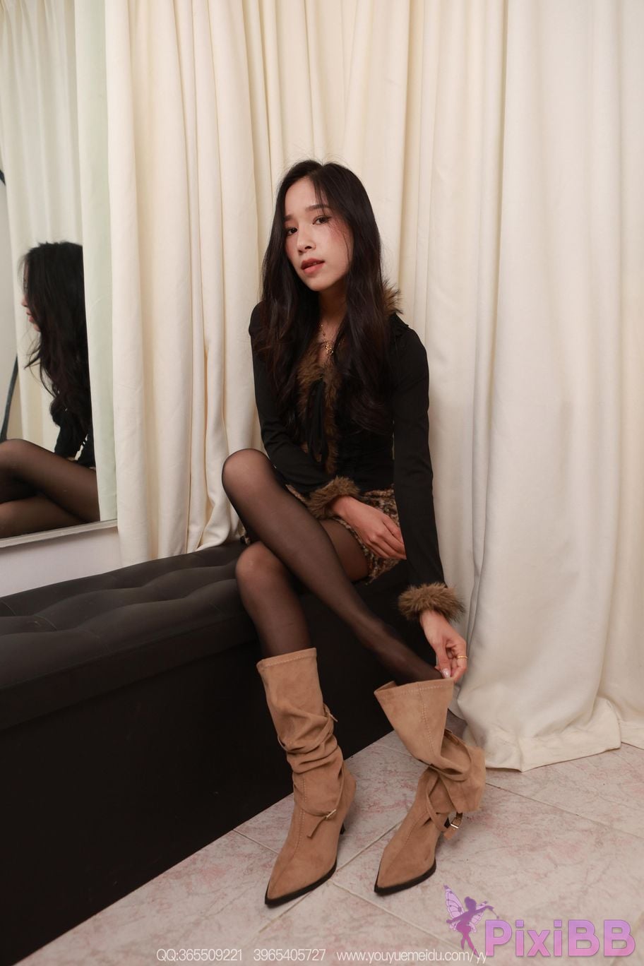 IESS Unconventional Interests No.2325 Yoshiko Black Silk Boots superior PixiBB.COM 051