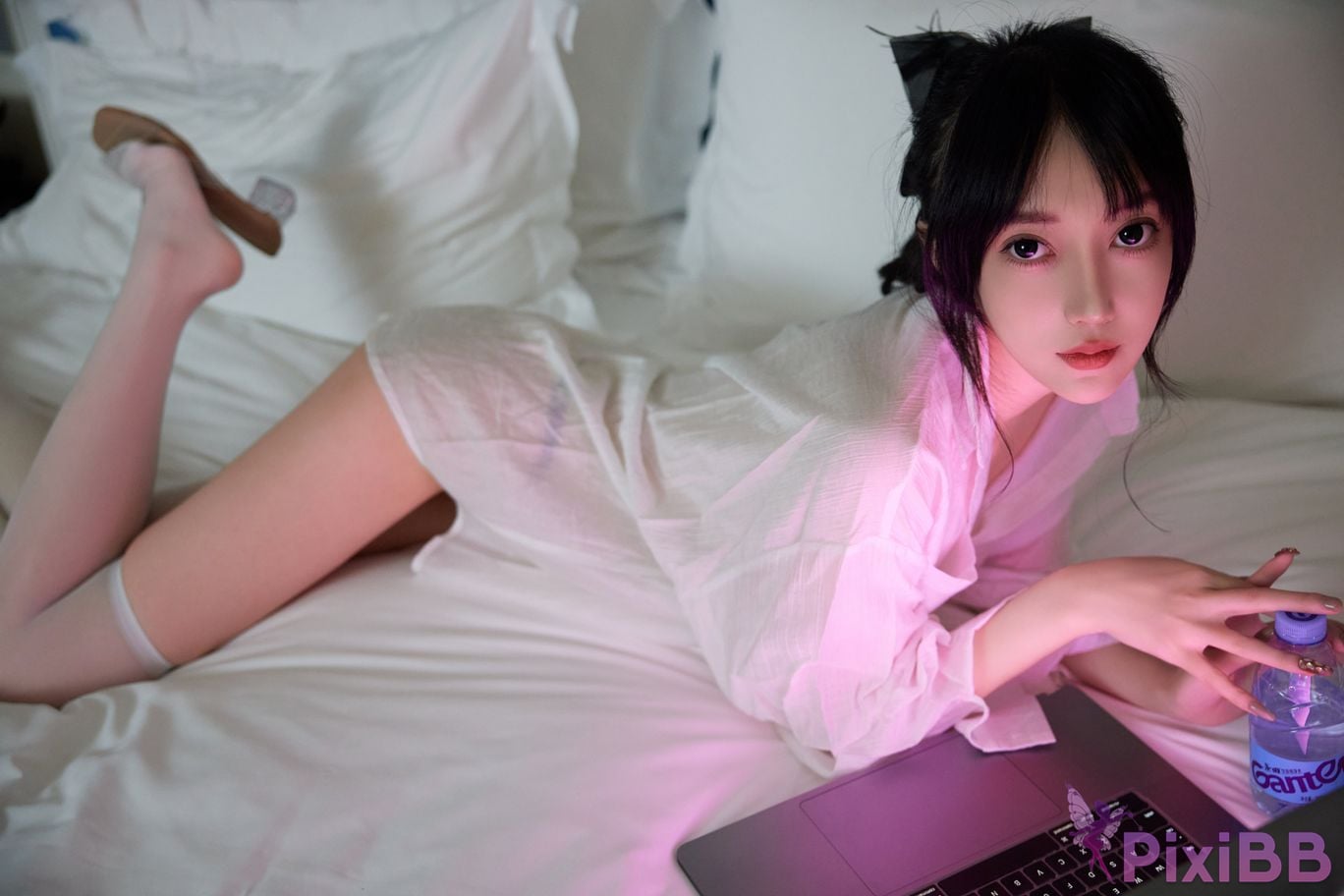 No watermark for in app purchases Yueer Yue er white shirt PixiBB.COM 007