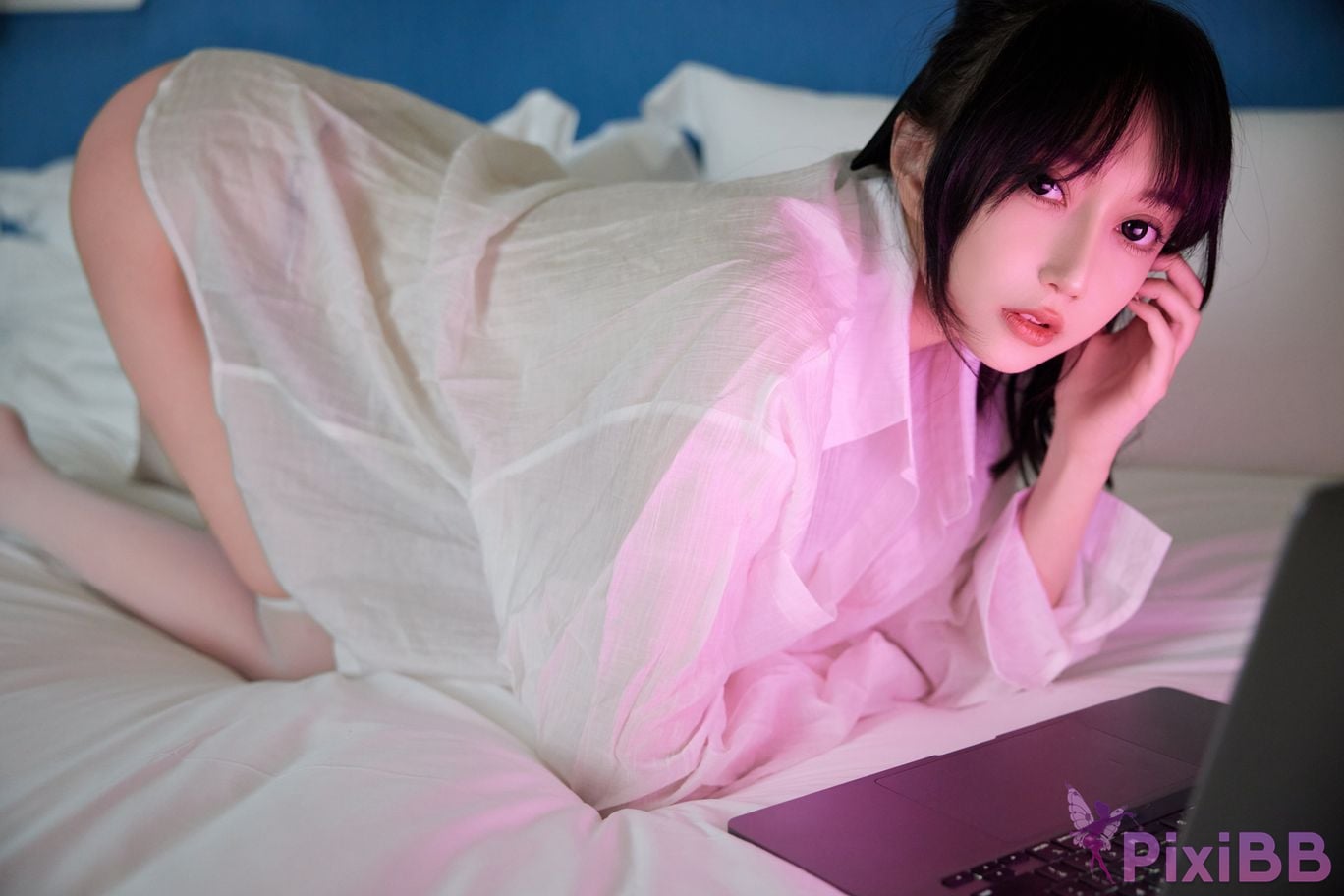 No watermark for in app purchases Yueer Yue er white shirt PixiBB.COM 012