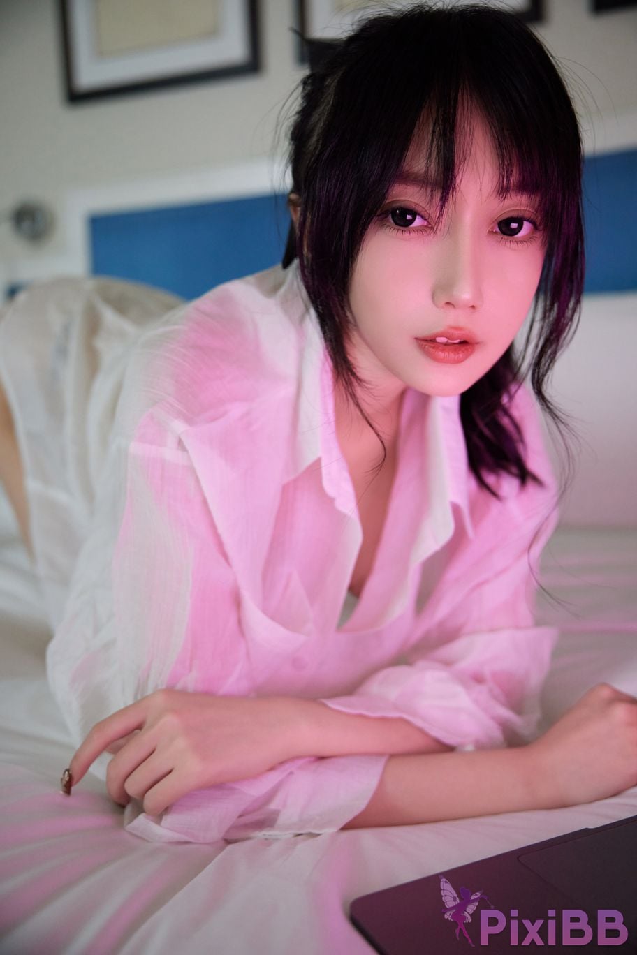 No watermark for in app purchases Yueer Yue er white shirt PixiBB.COM 013