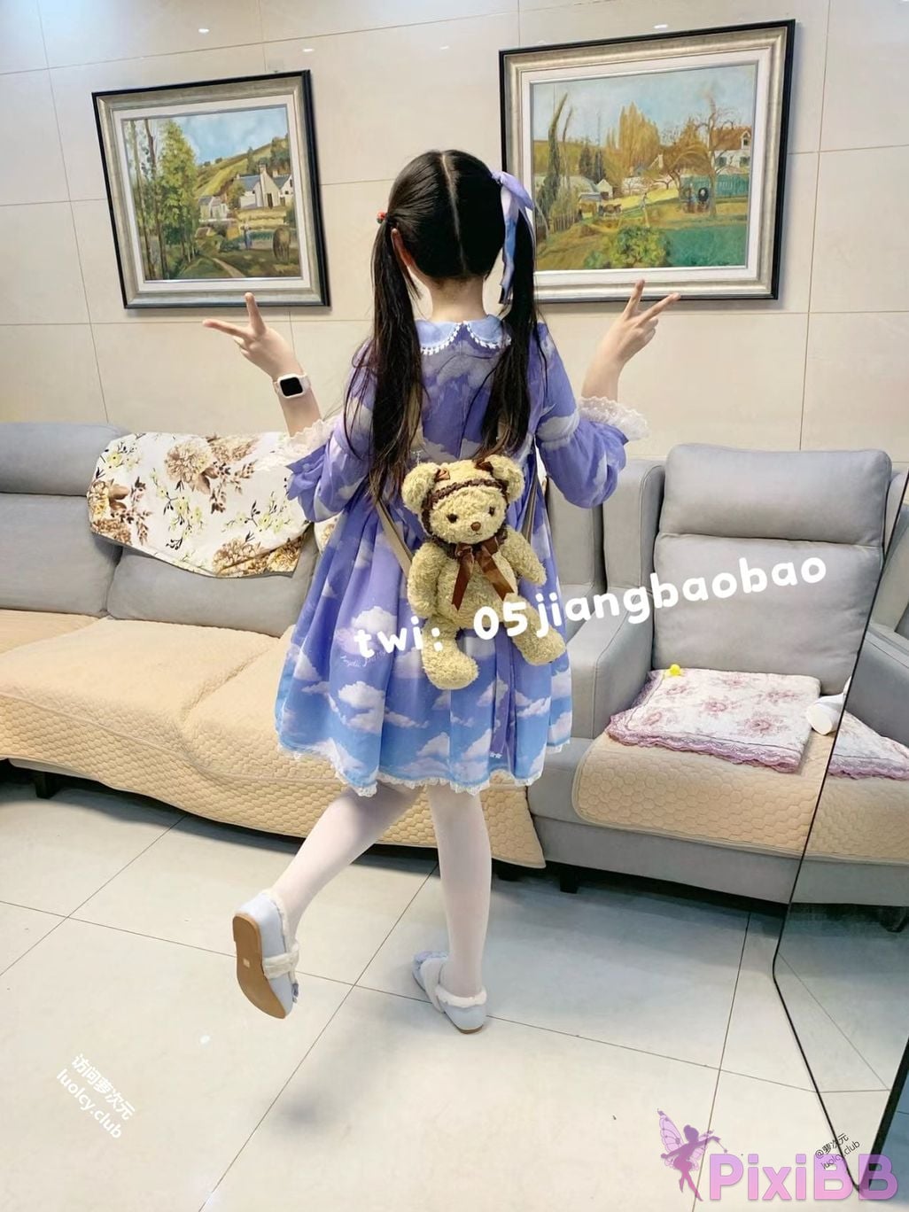 OtherXXX mengbaobaby small transparent Electric shock cute king Top twin pony tail white tiger loli private shooting subscription PixiBB.COM 077