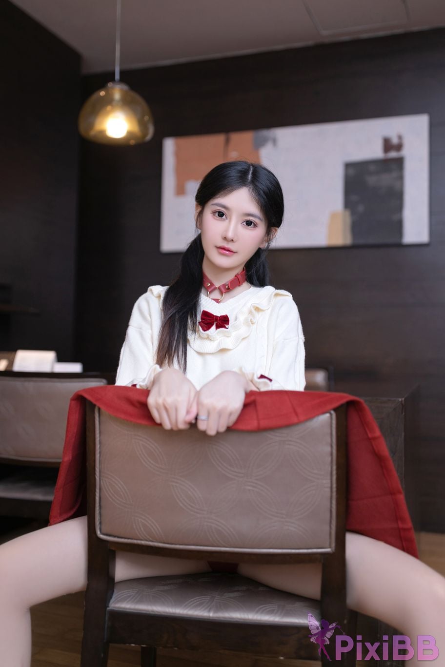 No watermark for in app purchases Xie Xiaoan XIUREN model New Year close up red bondage PixiBB.COM 001