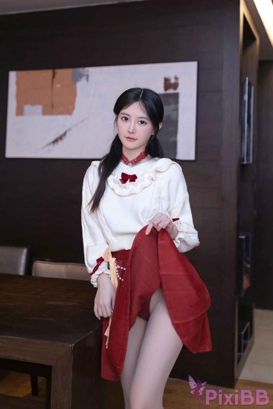 No watermark for in app purchases Xie Xiaoan XIUREN model New Year close up red bondage PixiBB.COM 003